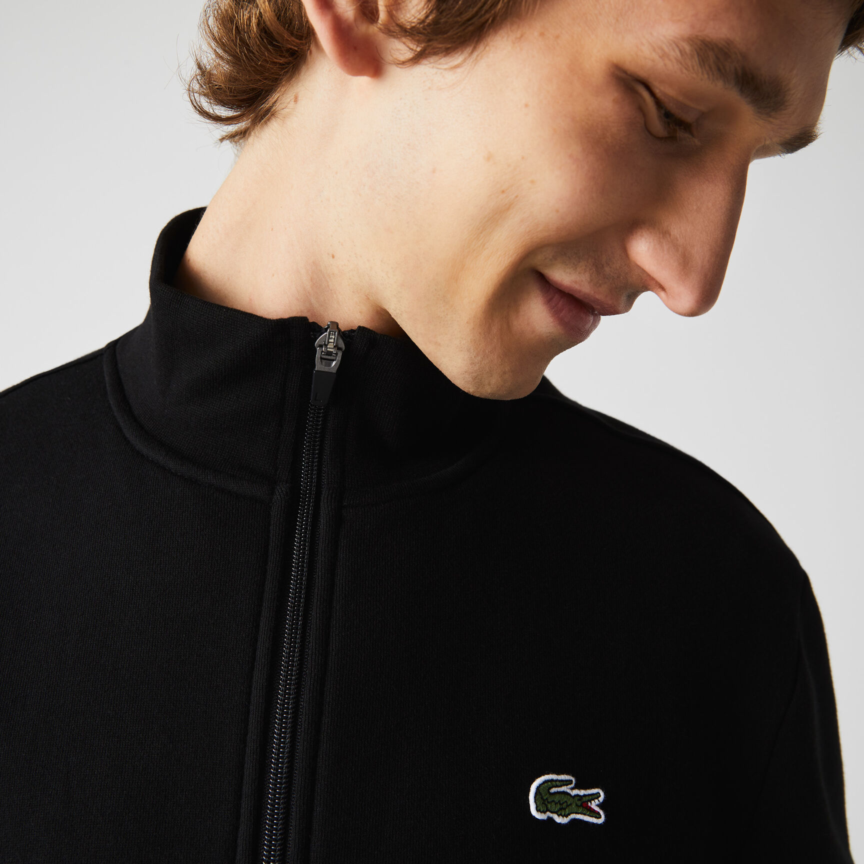 سويت شيرت من مزيج القطن الصوفي بسحاب مجموعة Lacoste SPORT للرجال