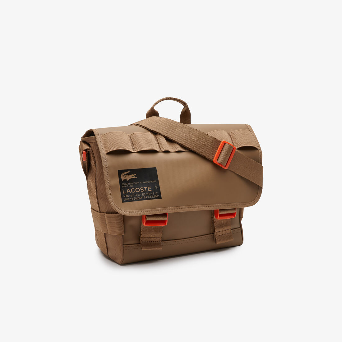 Men's Lacoste Signature Print Water-Repellent Messenger Bag Men's Lacoste Signature Print Water-Repellent Messenger Bag