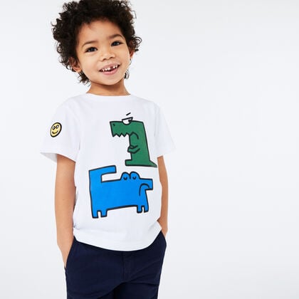 Boys' Crew Neck Croc Print Cotton T-shirt