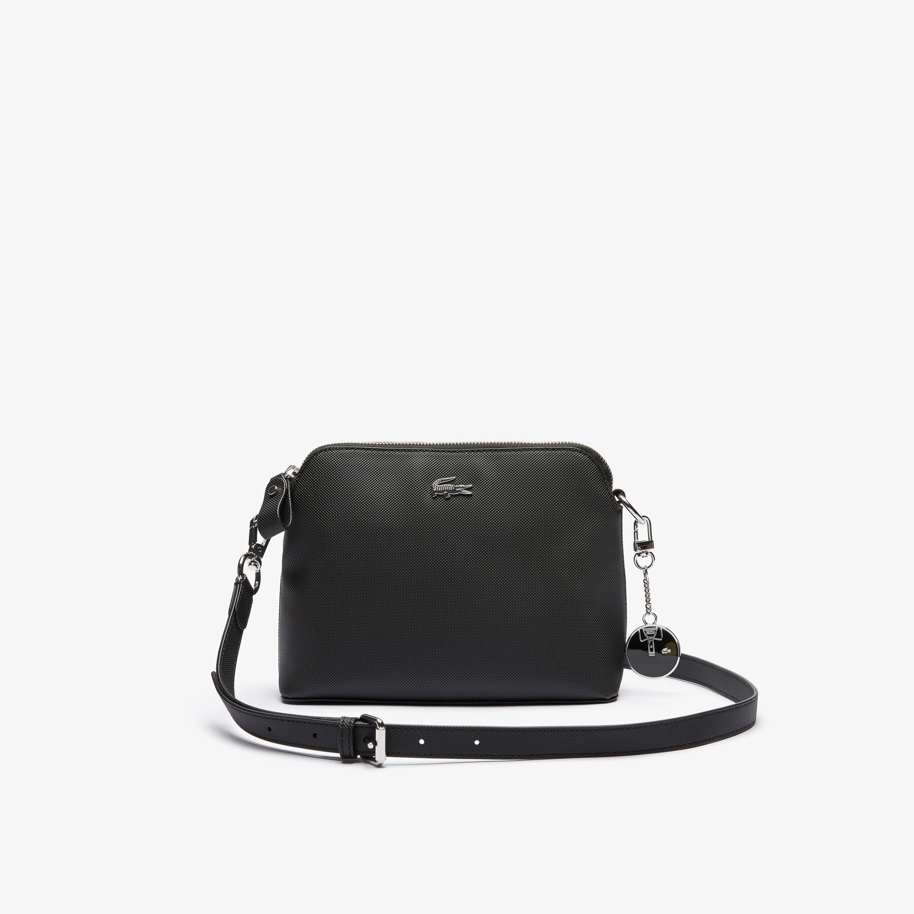 Women's Daily Classics Coated Piqué Canvas Zip Shoulder Bag lacoste women s daily classics coated piqu canvas zip shoulder bag