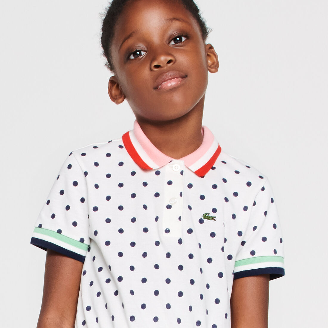 Girls’ Polka Dot Cotton Piqué Polo Dress