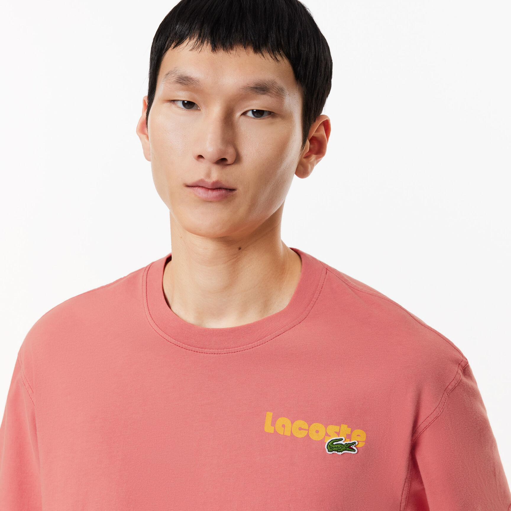 Washed Effect Ombré Lacoste Print T-shirt Washed Effect Ombré Lacoste Print T-shirt