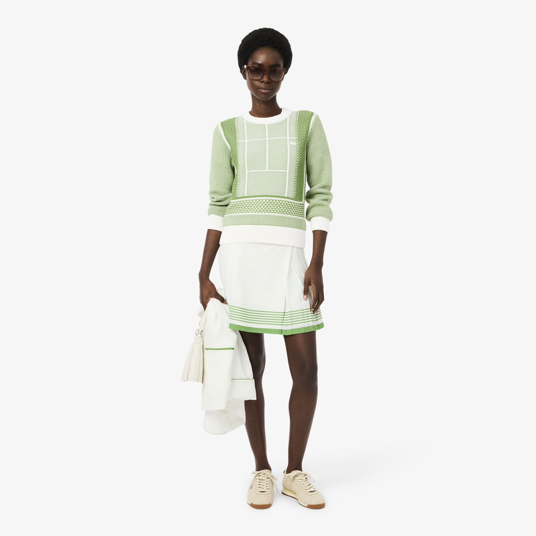 Tennis Court Graphic Jacquard Sweater