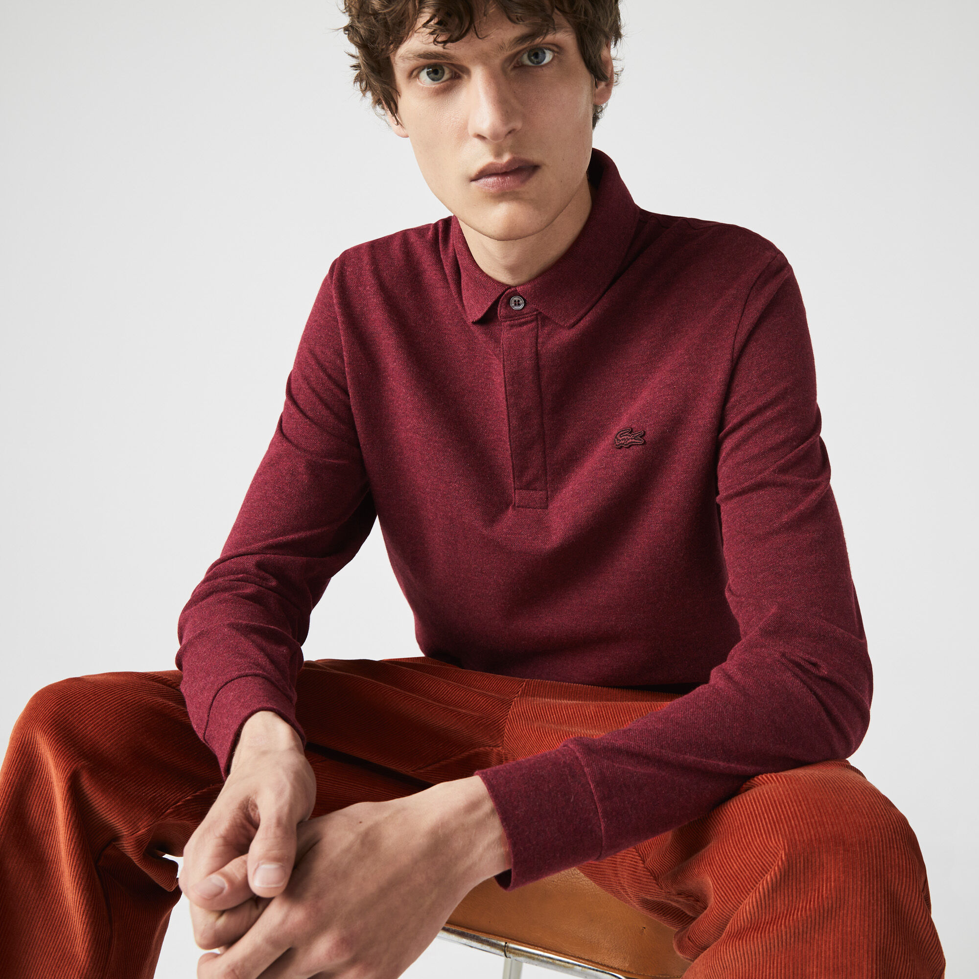 تيشيرت بولو مطاطي بقصة كلاسيكية وأكمام طويلة للرجال مجموعة Lacoste Paris تيشيرت بولو مطاطي بقصة كلاسيكية وأكمام طويلة للرجال مجموعة Lacoste Paris