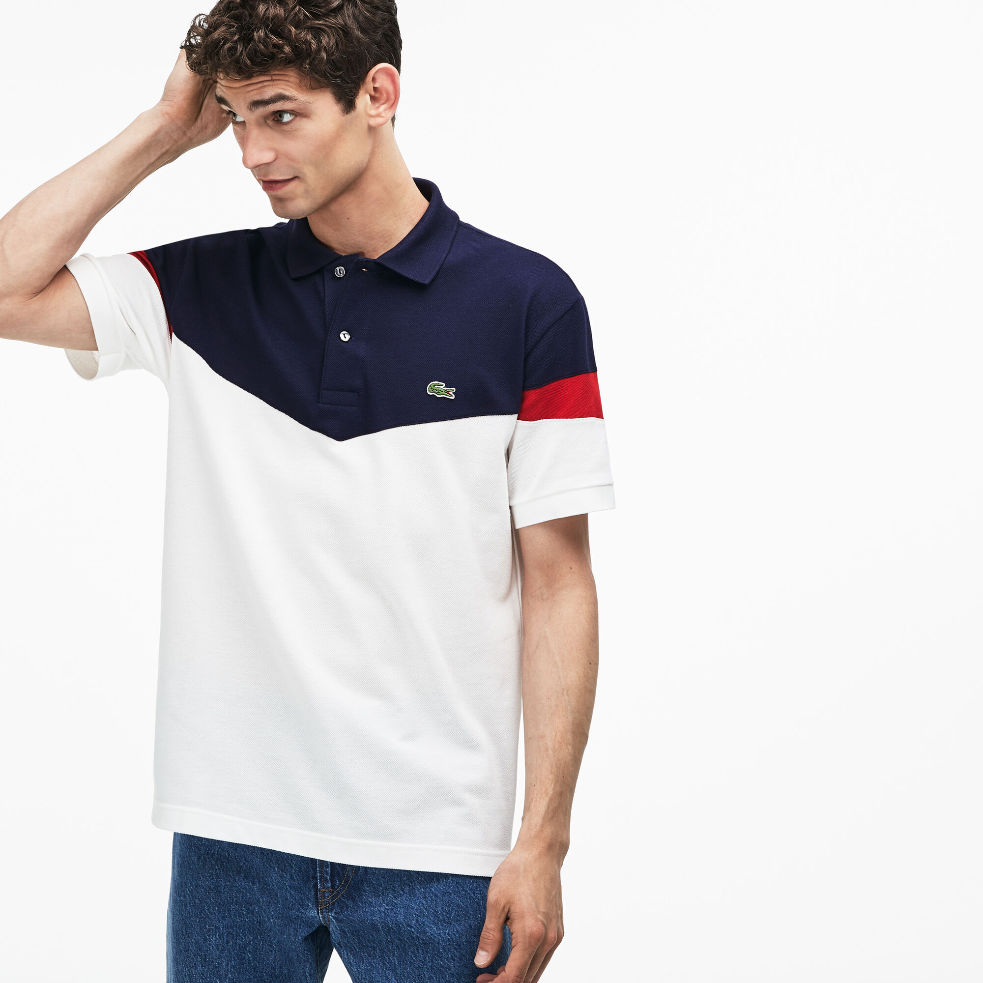 Men's Lacoste Classic Fit Colourblock Cotton Petit Piqué Polo Shirt