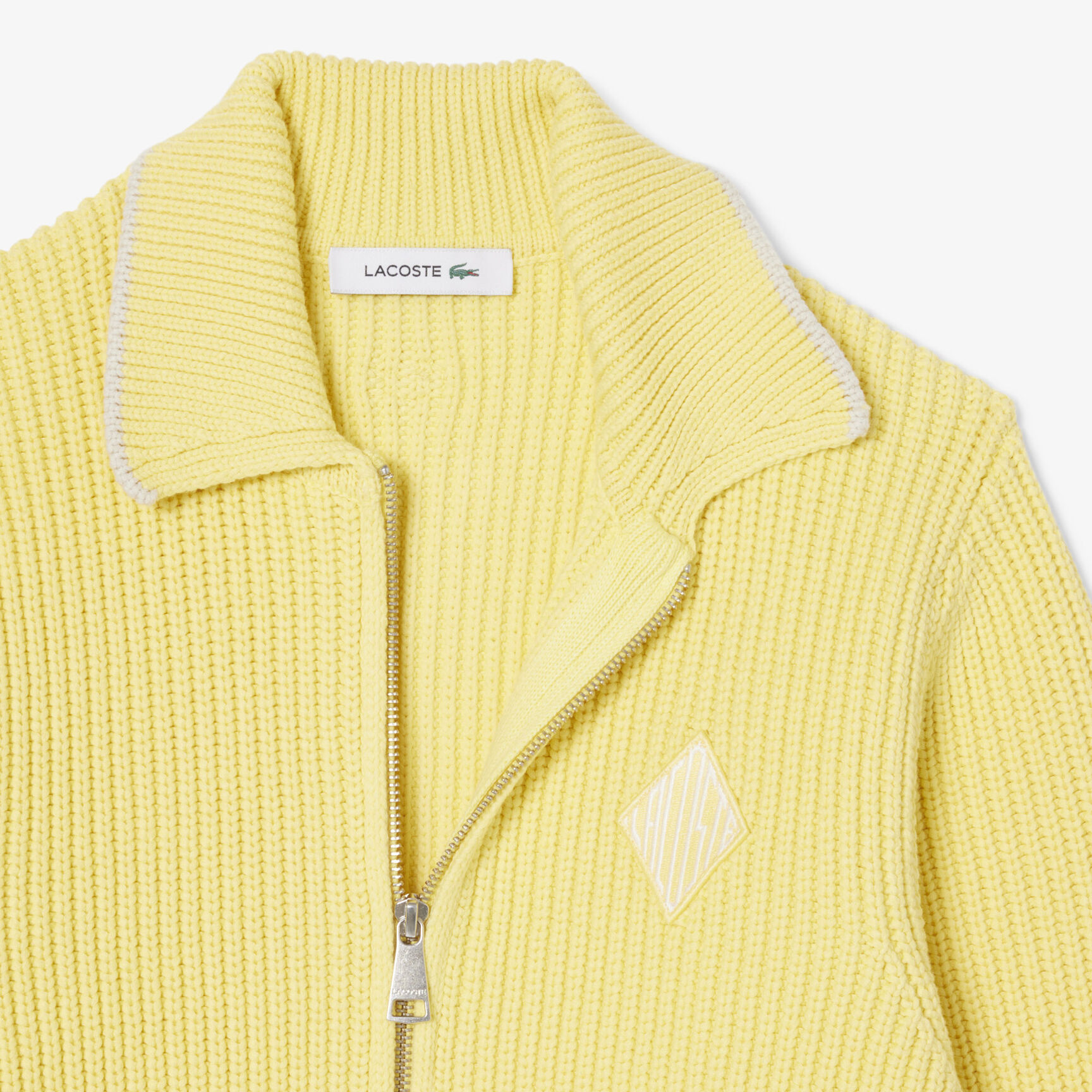 Zipped Cotton Badge Accent Sweater