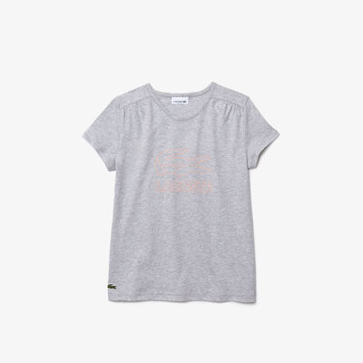 Girls' Crew Neck Printed Cotton T-shirt