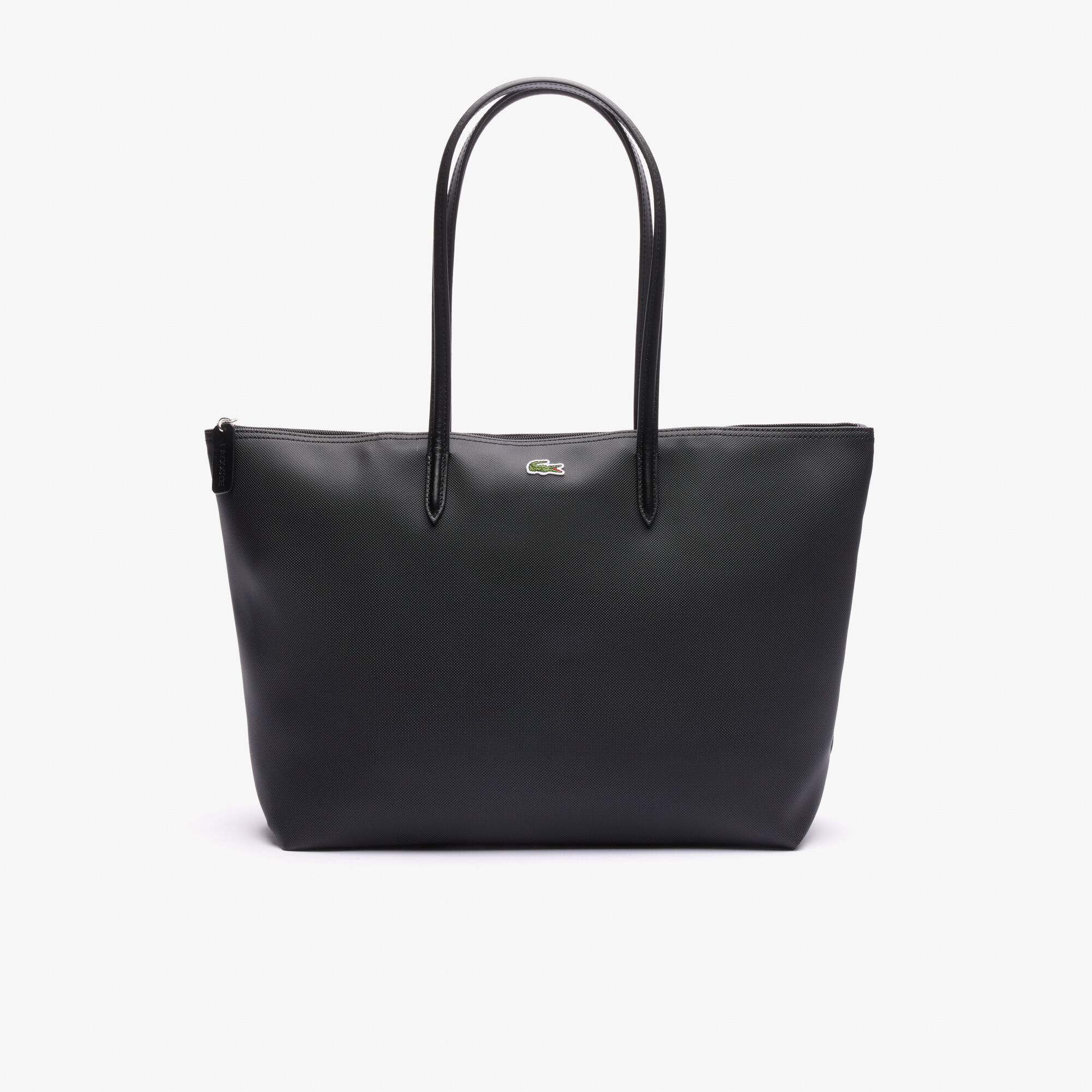 Black zip tote handbag online