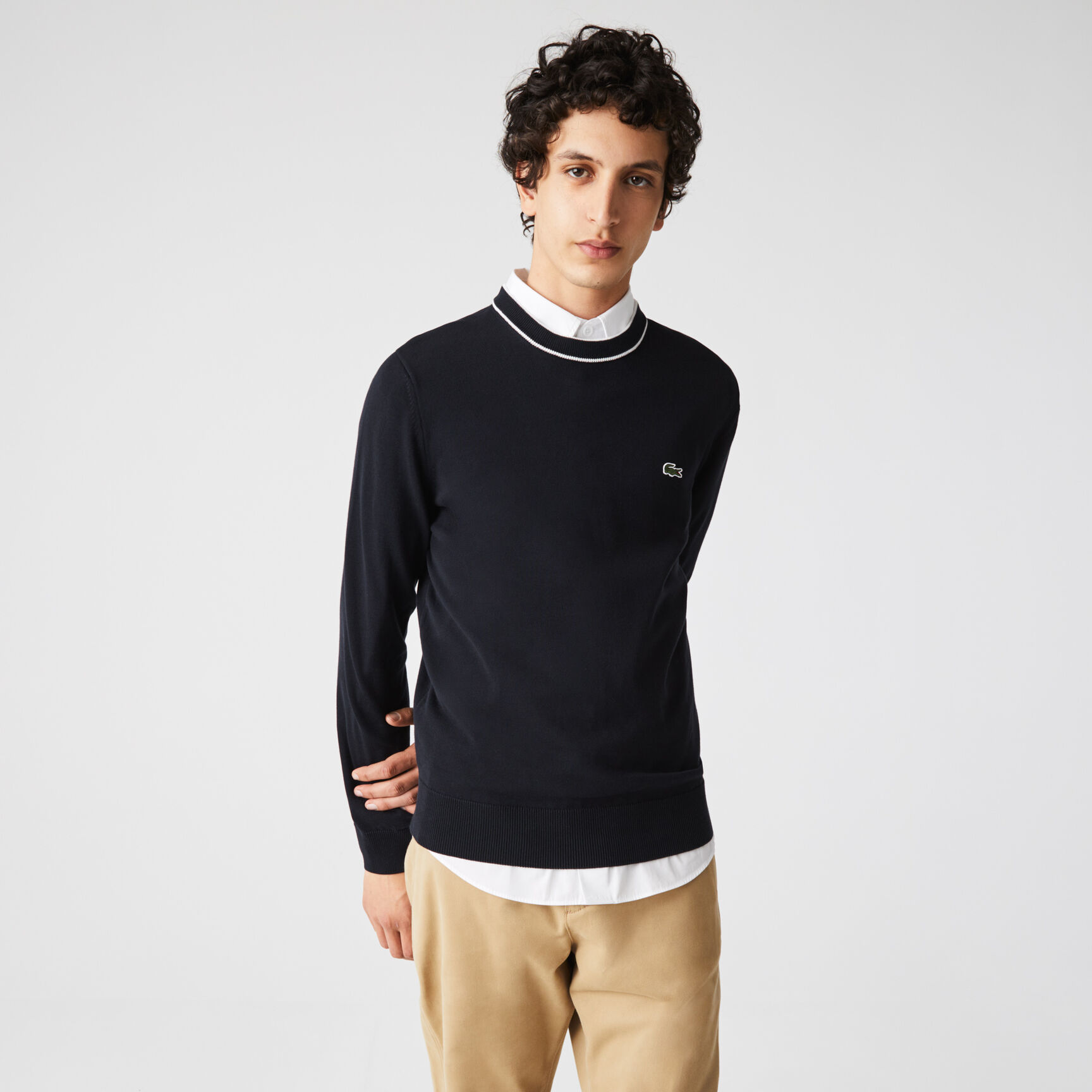 Men&rsquo;s Crew Neck Striped Organic Cotton Sweater