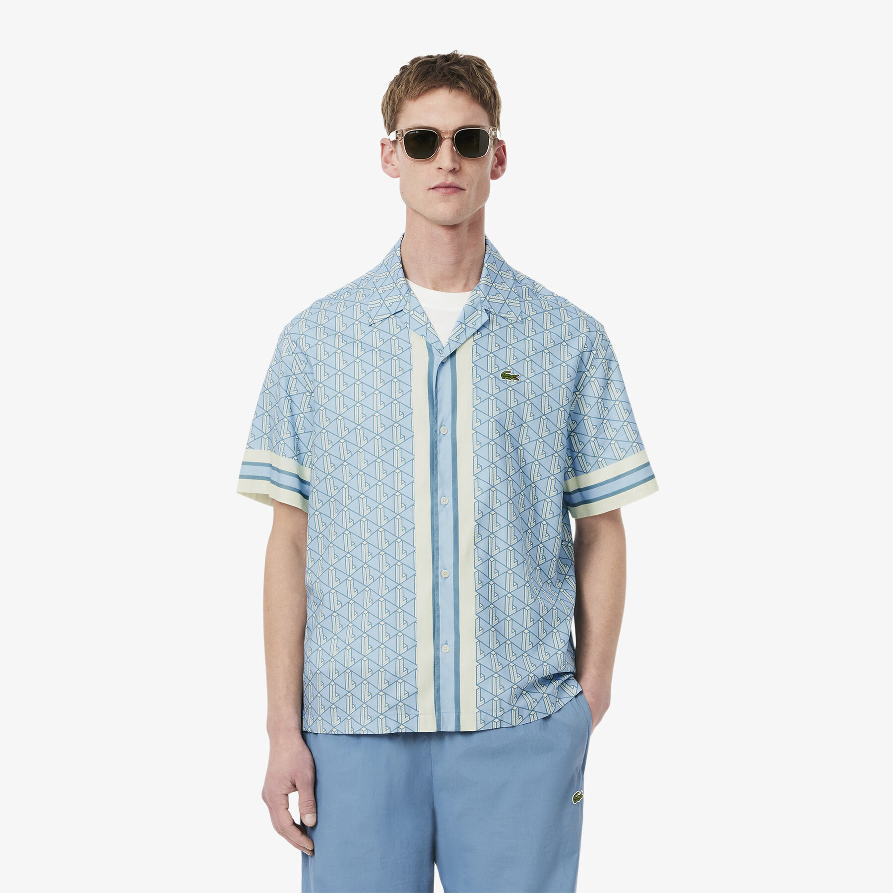 lacoste straight cut monogram shirt