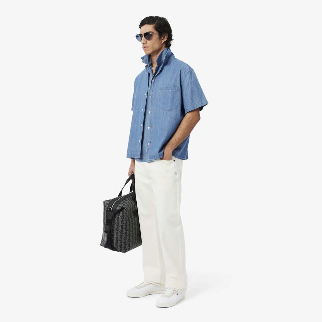 Relaxed Fit Open Neck Denim Shirt Relaxed Fit Open Neck Denim Shirt