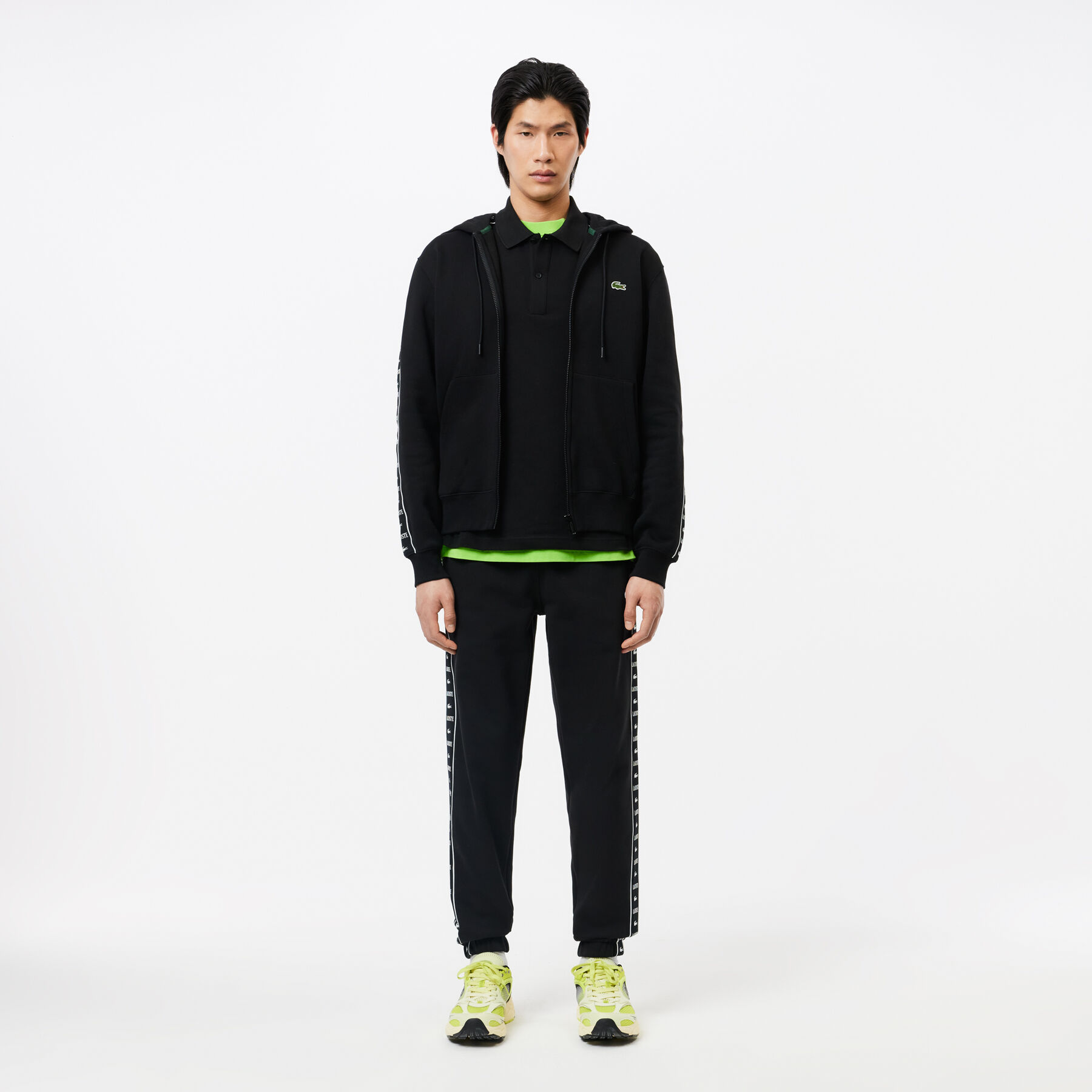lacoste logo strip sweatpants