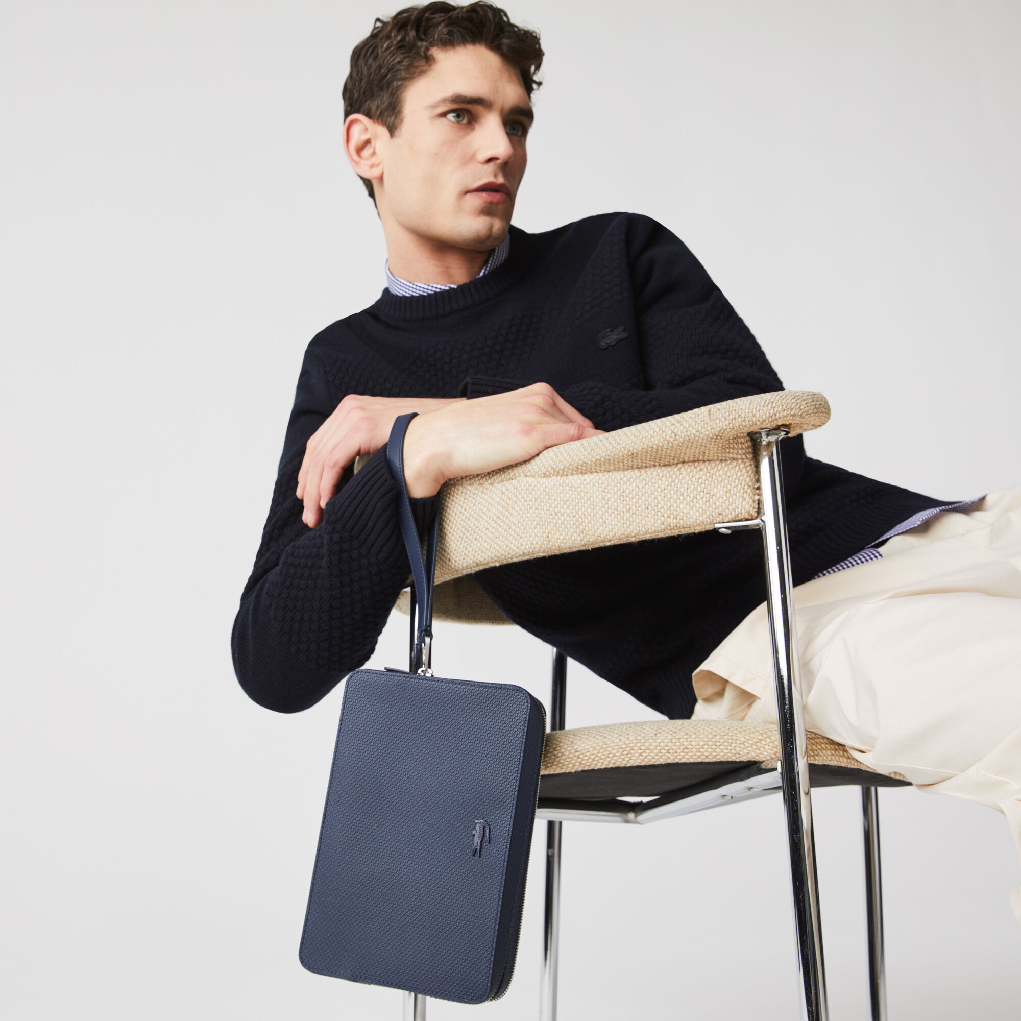 Men's leather hotsell zipper pouch