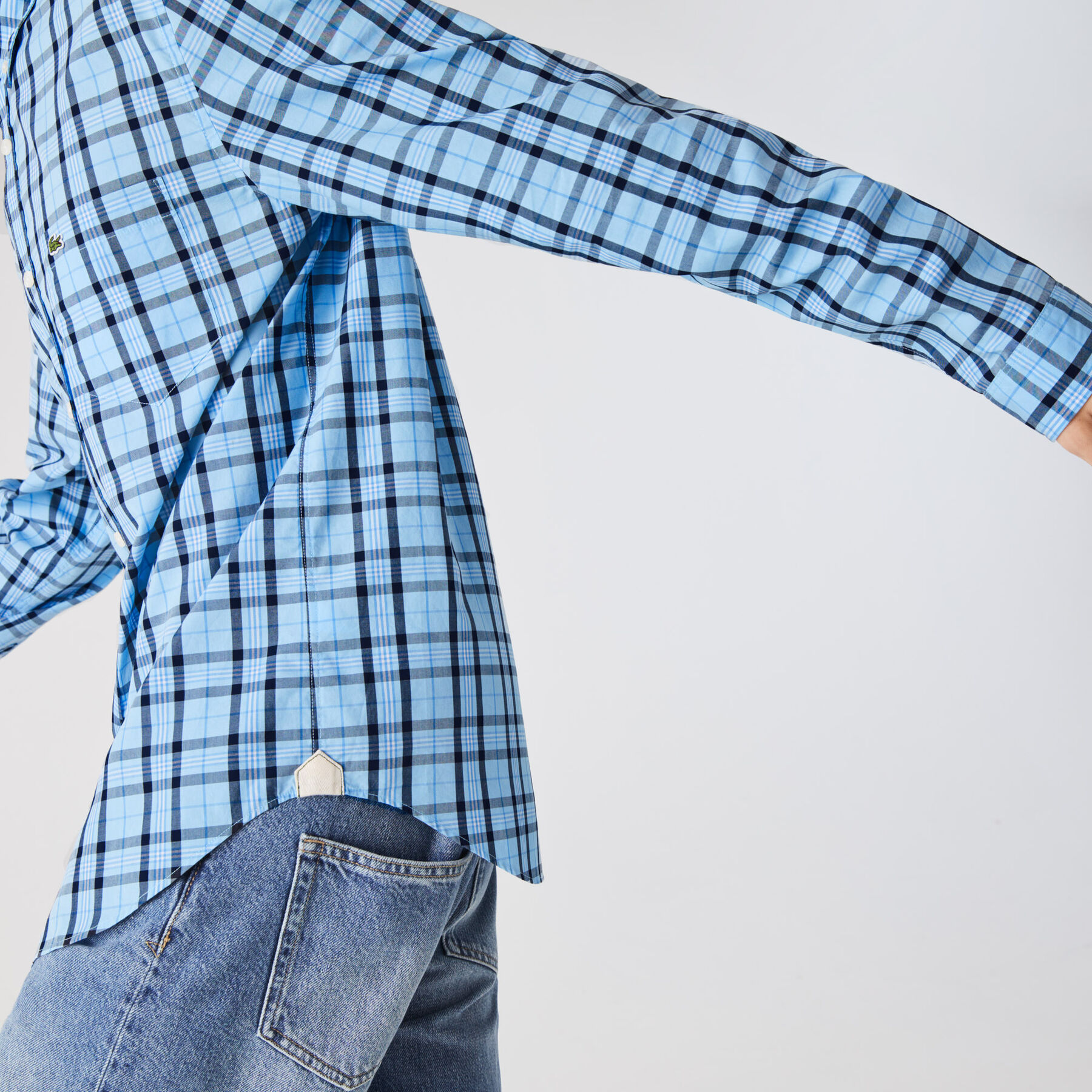 lacoste men s regular fit check cotton poplin shirt