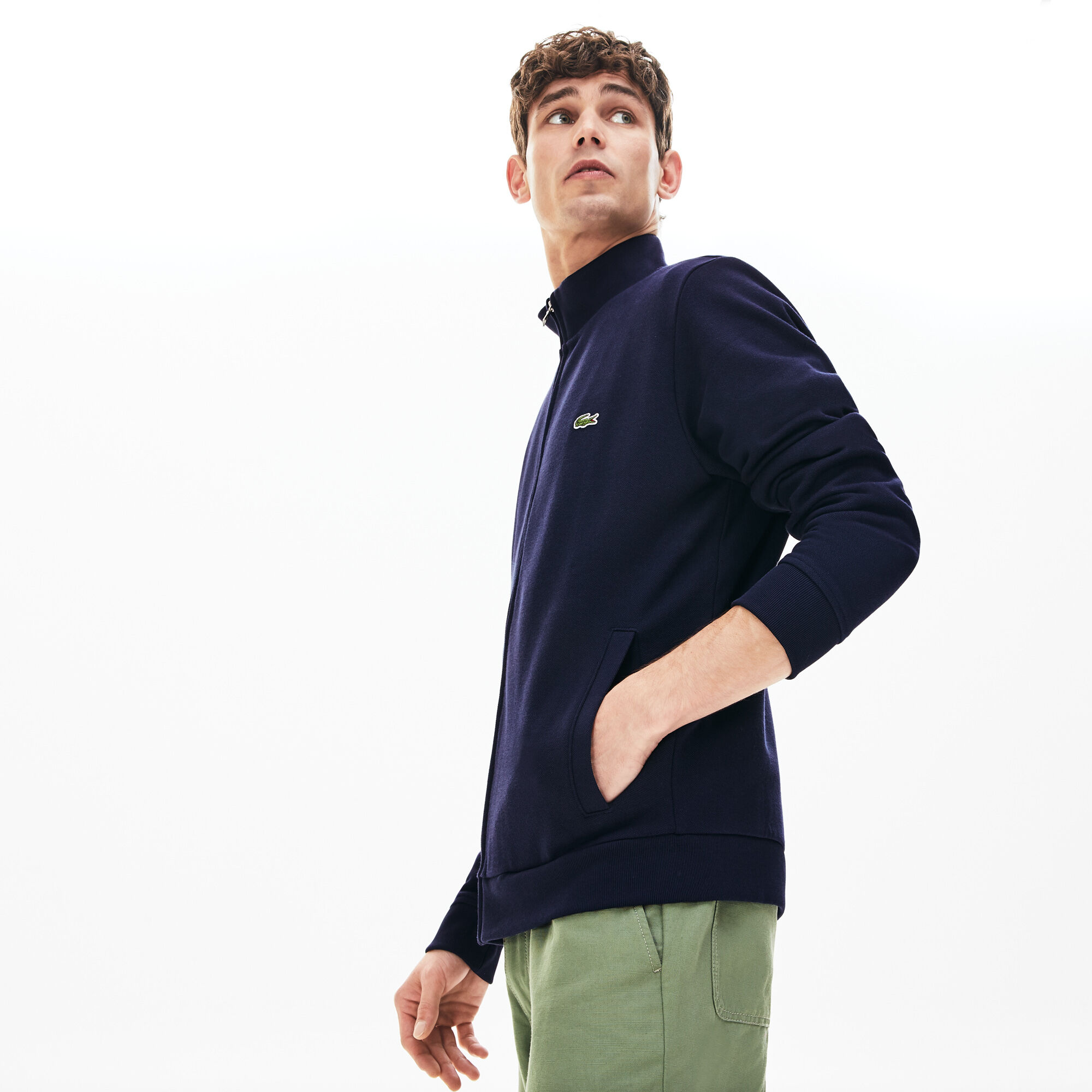 Men's Zip Stand-Up Collar Fleece Sweatshirt