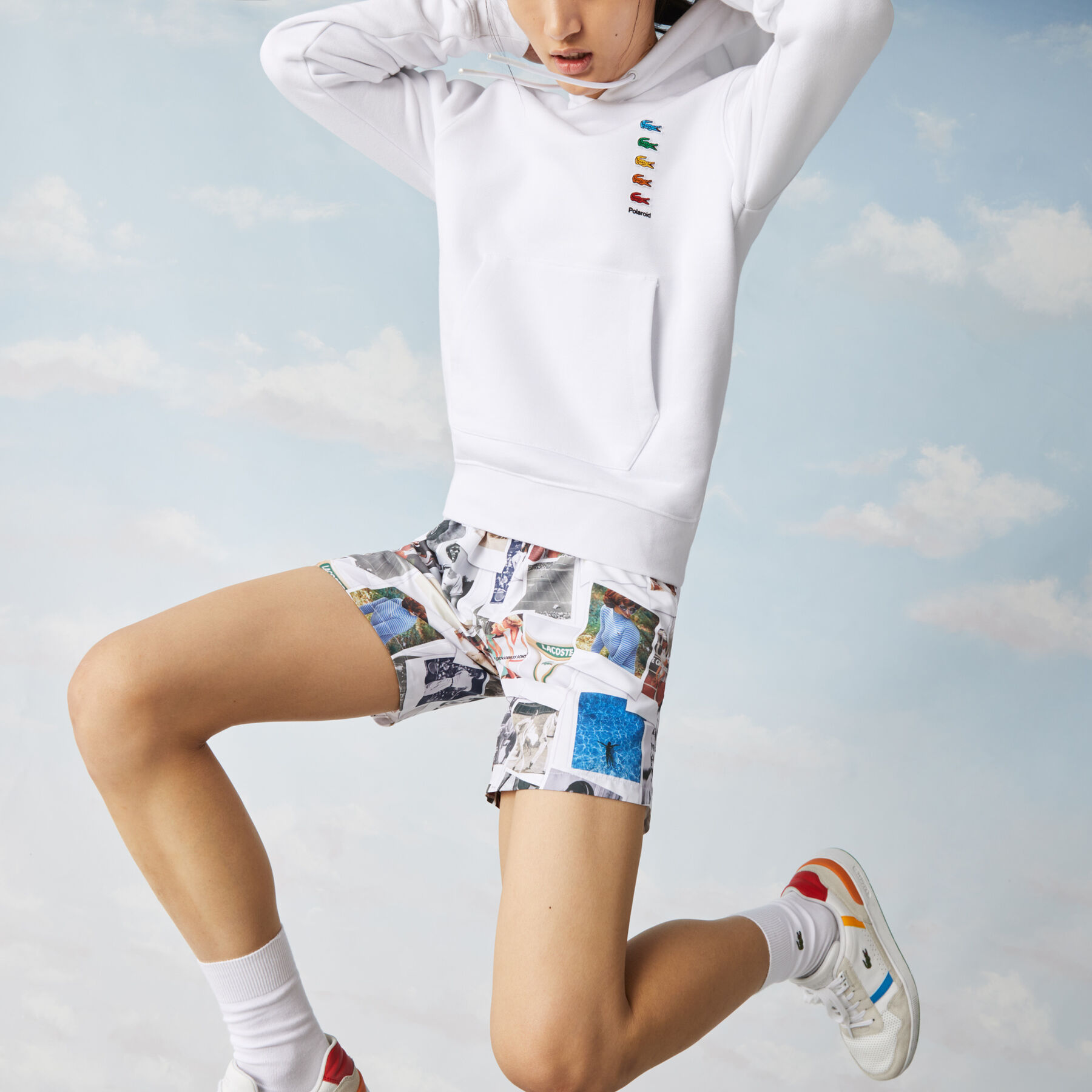 unisex lacoste live polaroid collaboration print swimming trunks