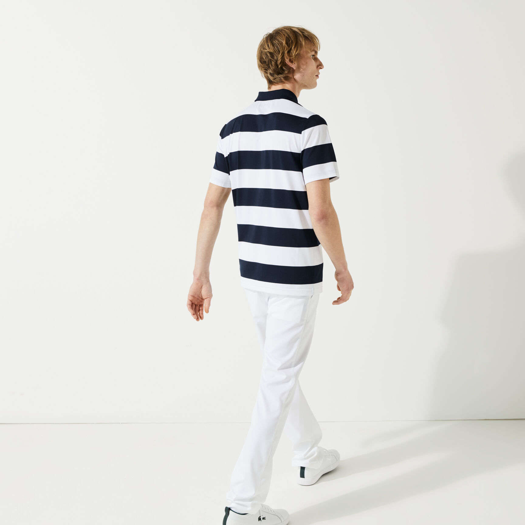 قميص بولو للجولف مرن مسامي مقلم للرجال مجموعة Lacoste SPORT قميص بولو للجولف مرن مسامي مقلم للرجال مجموعة Lacoste SPORT