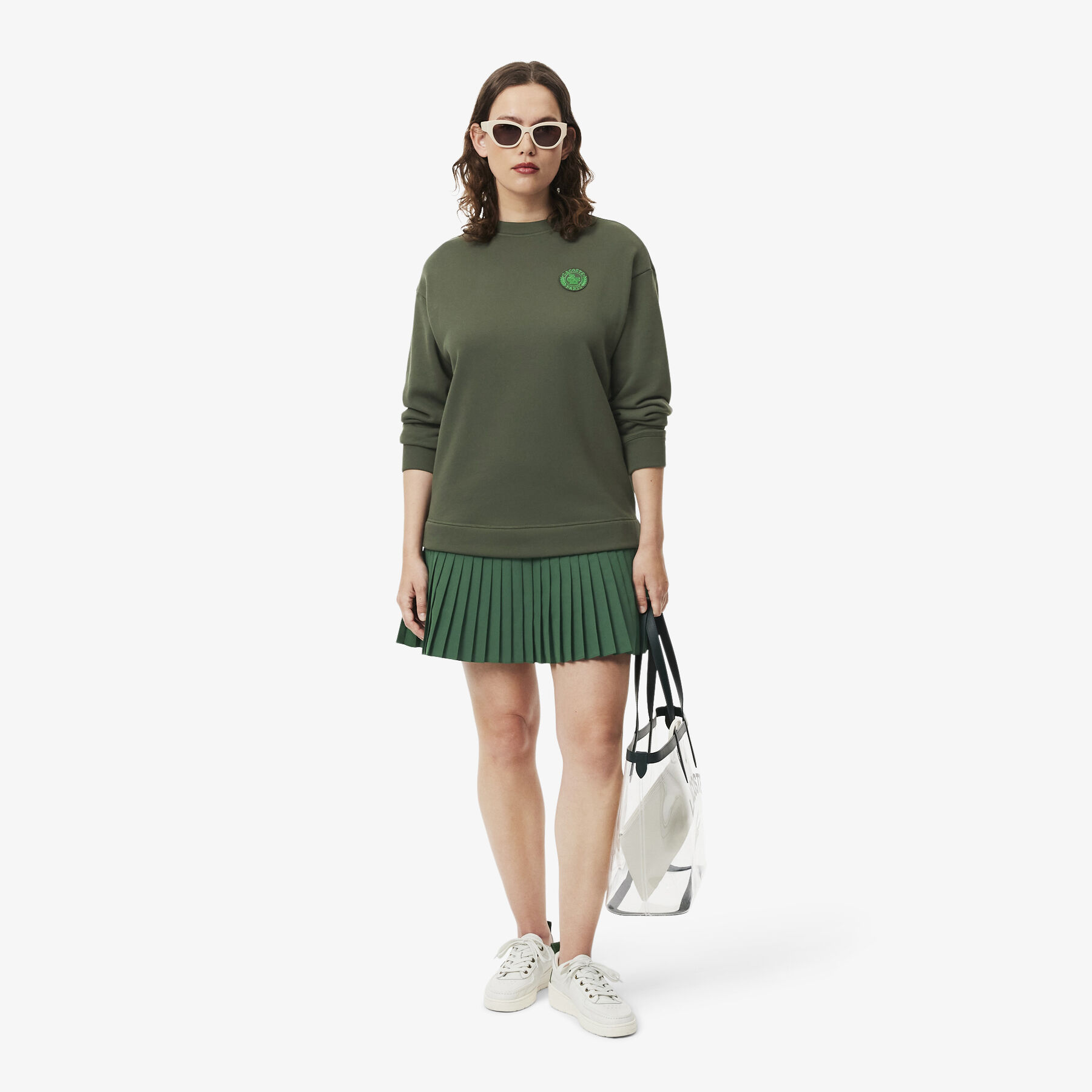 Blended Fabric Pleated Sweatshirt Dress lacoste blended fabric pleated sweatshirt dress