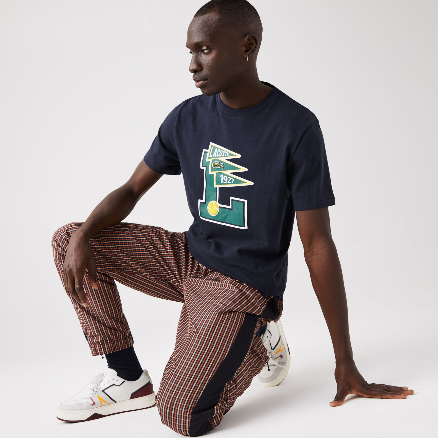 تيشيرت قطني رجالي بياقة مستديرة وشارات Pennants L