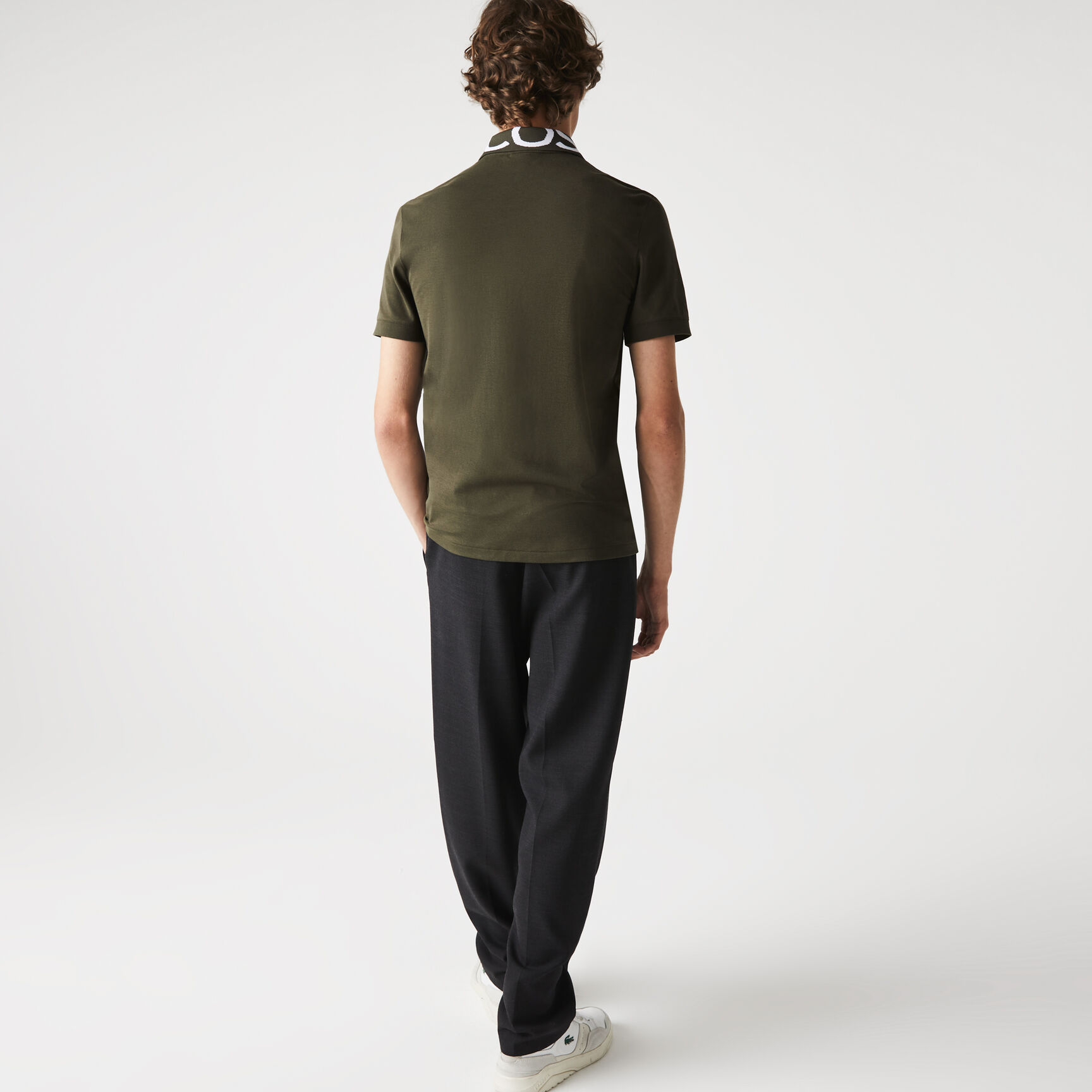 Men&rsquo;s Lacoste Slim Fit Lettered Neck Light Breathable Piqu&eacute; Polo Shirt