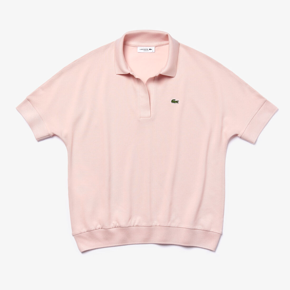 Open Neck Fluid Pique Polo Shirt Open Neck Fluid Pique Polo Shirt