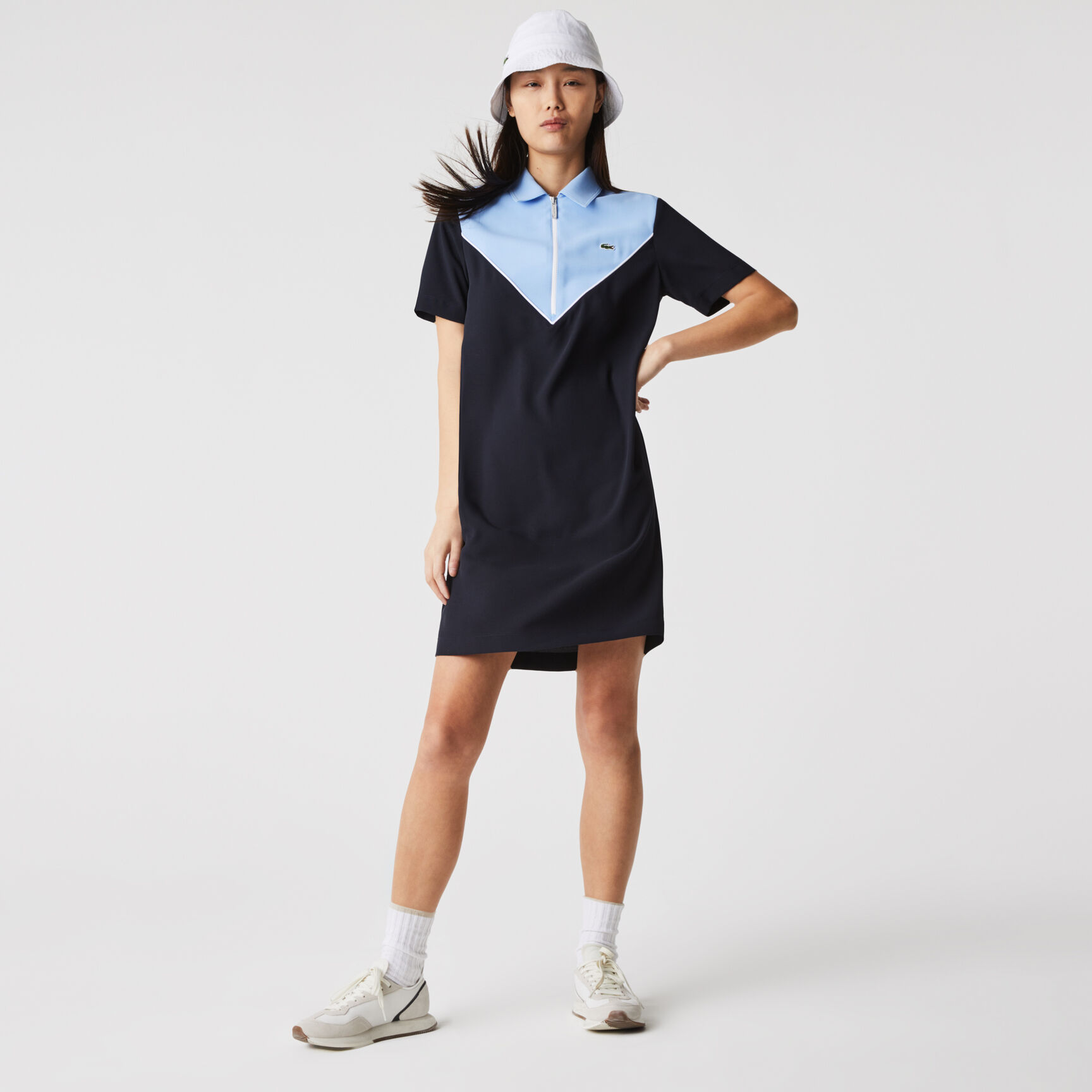Women&rsquo;s Flowy Zip Collar Colorblock Polo Dress
