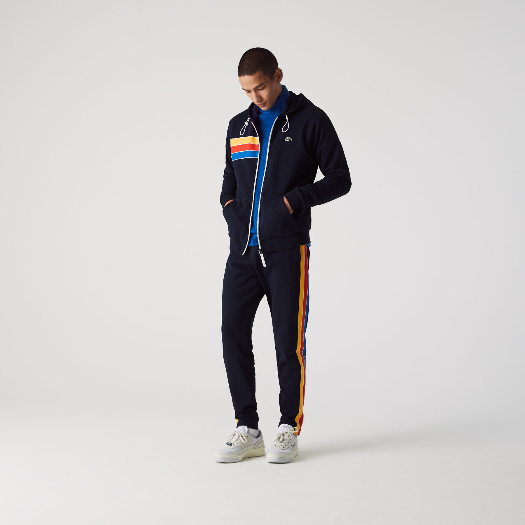 men s lacoste sport contrast band cotton jogging pants