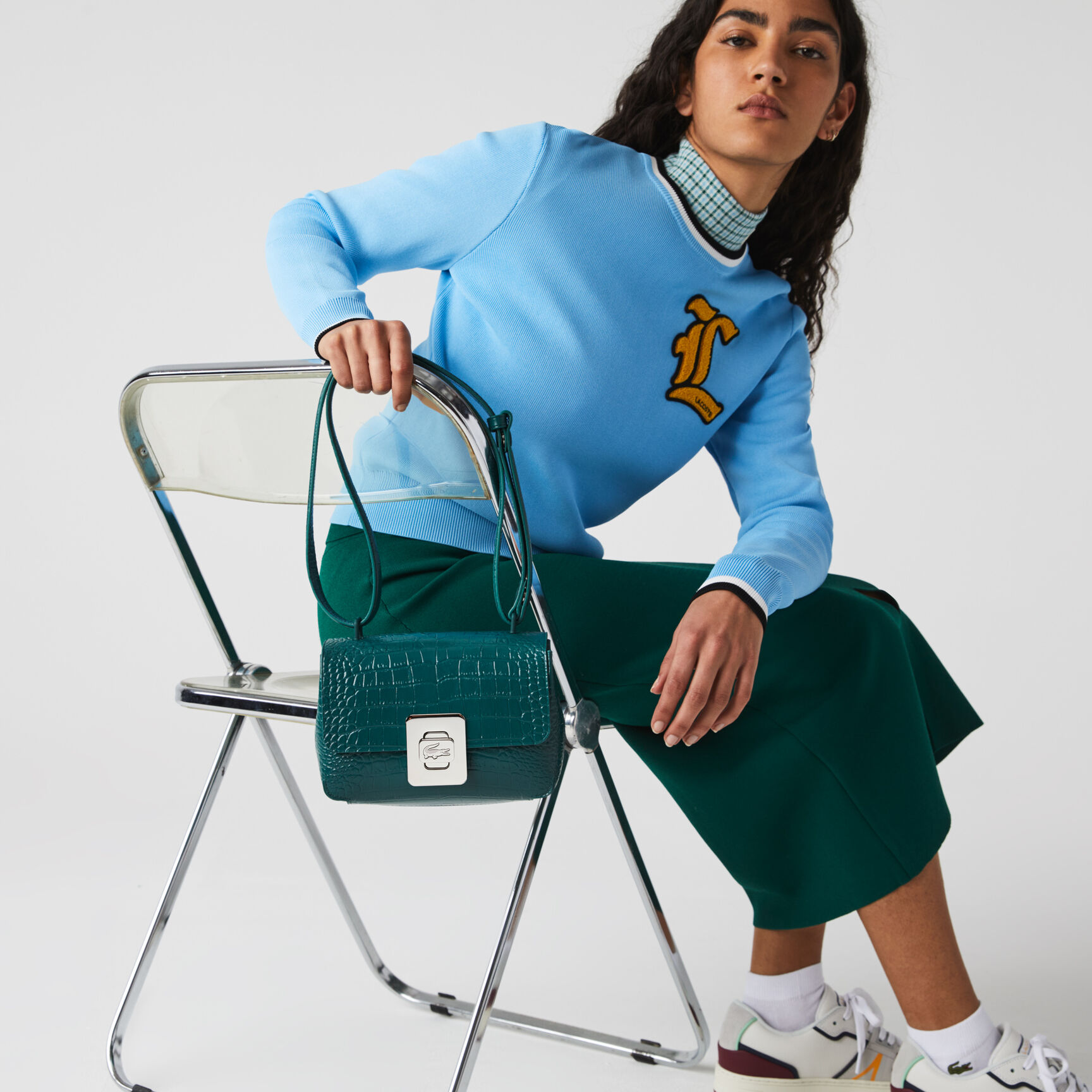 حقيبة يد أميليا جلد منقوش بمشبك معدني للنساء حقيبة يد أميليا جلد منقوش بمشبك معدني للنساء