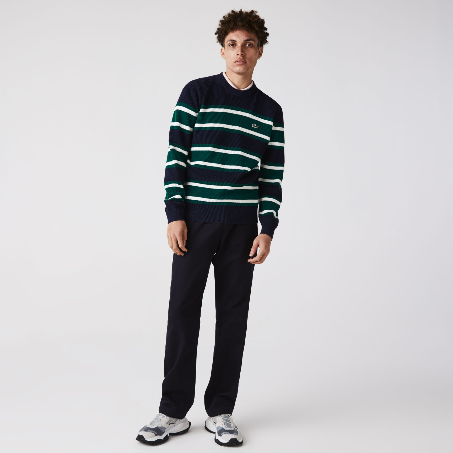 Men&rsquo;s Heritage Crew Neck Striped Cotton Sweater