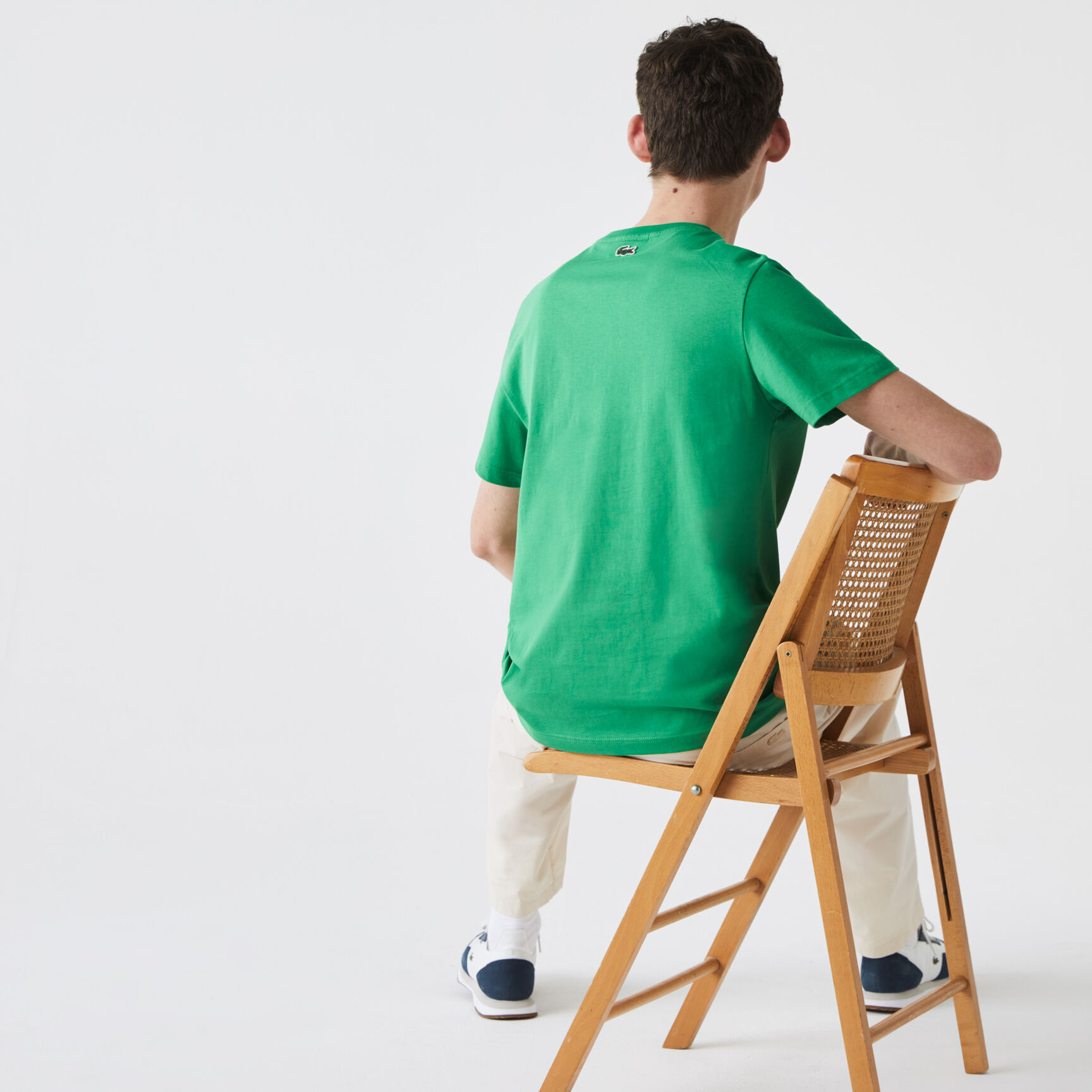 Men's Crew Neck Crocodile Embroidery Cotton T-shirt