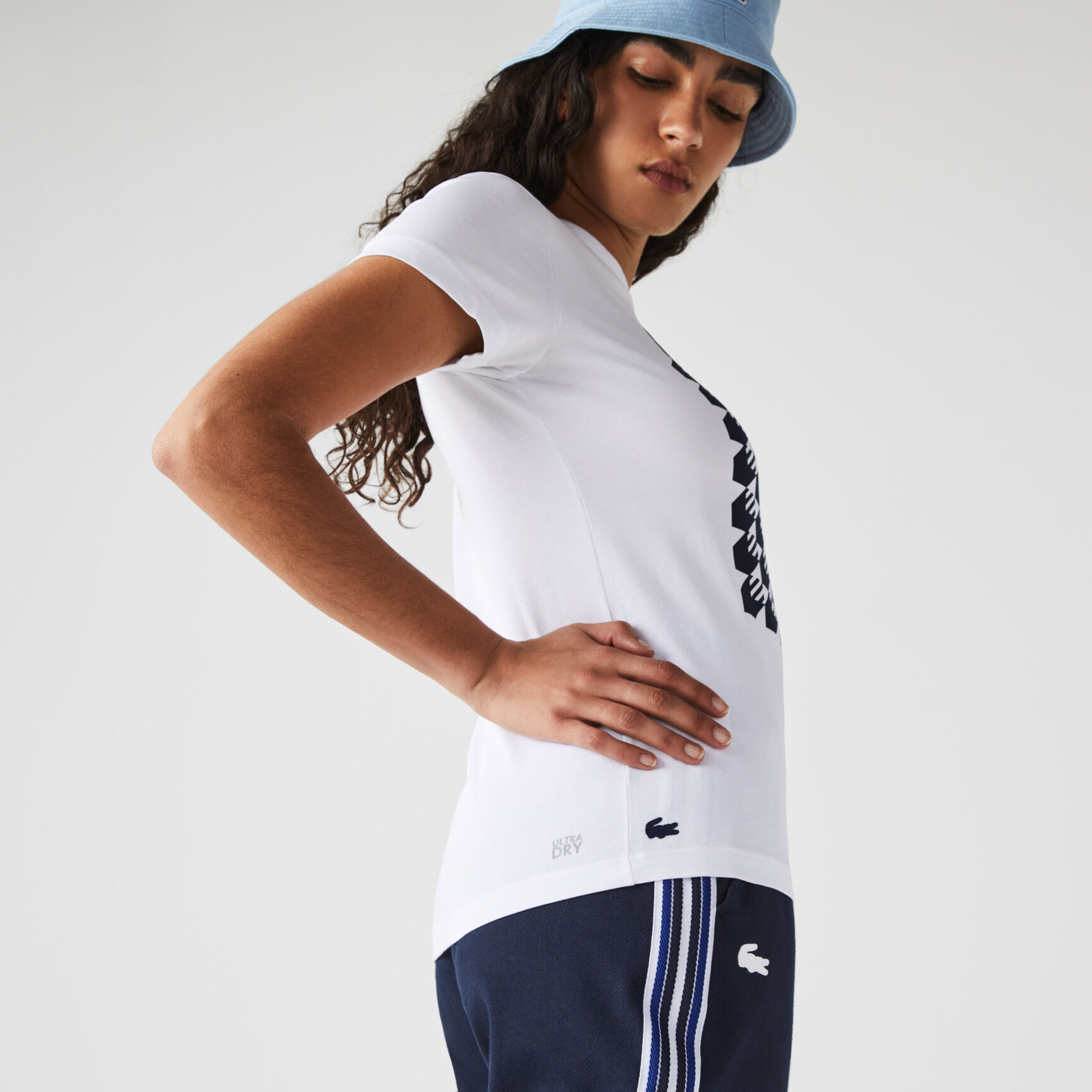 Women's Lacoste SPORT Breathable Houndstooth Patterned T-shirt Women's Lacoste SPORT Breathable Houndstooth Patterned T-shirt