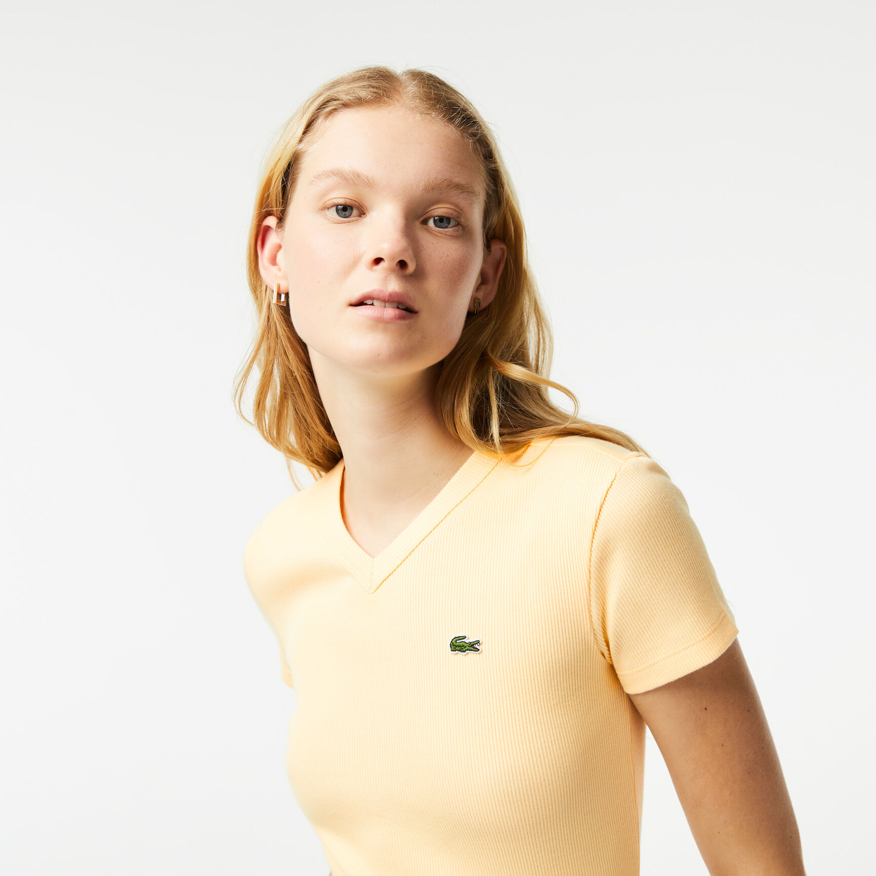Women's Lacoste Slim Fit Organic Cotton V-neck T-shirt
