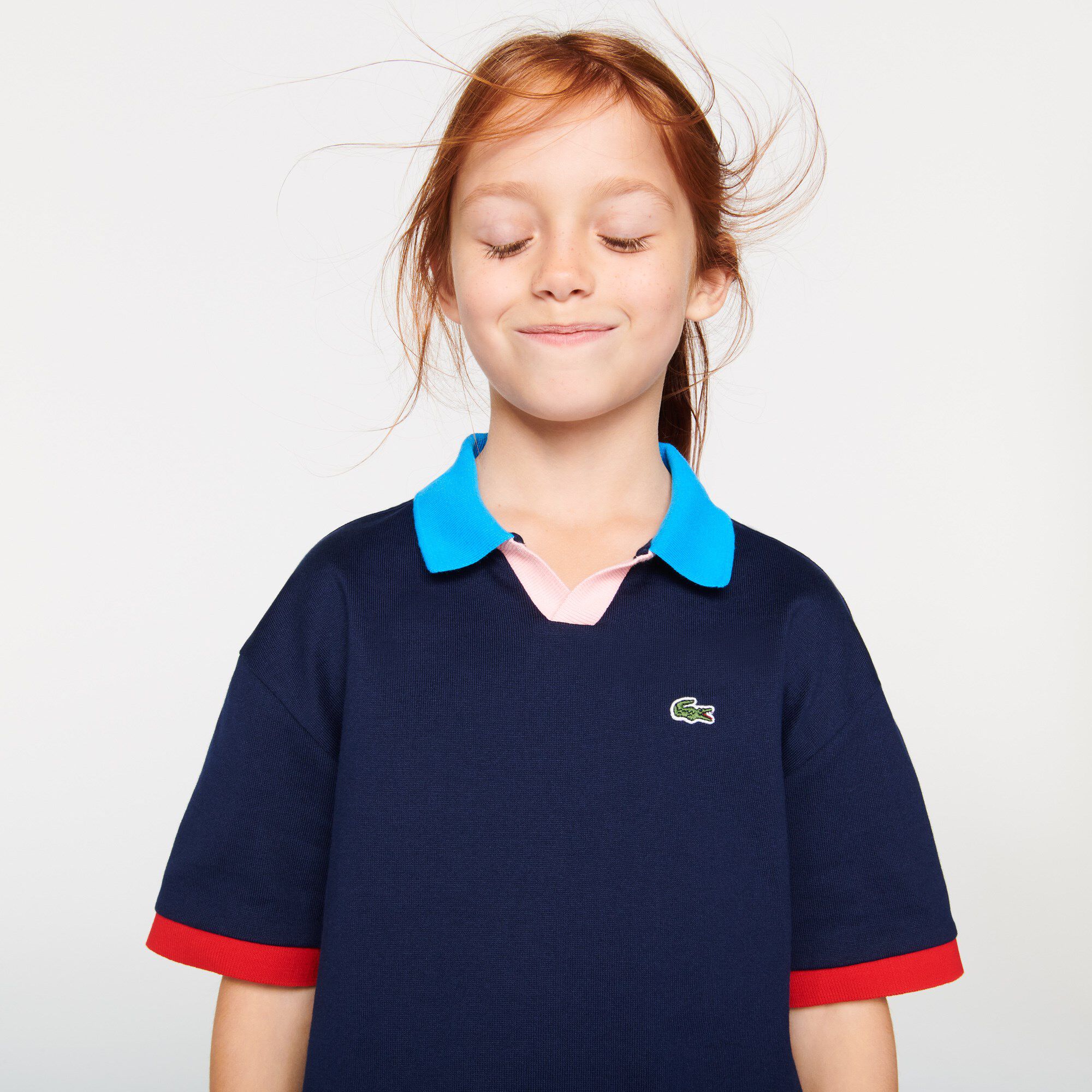 Girls Lacoste Colorblock Accents Cotton Polo