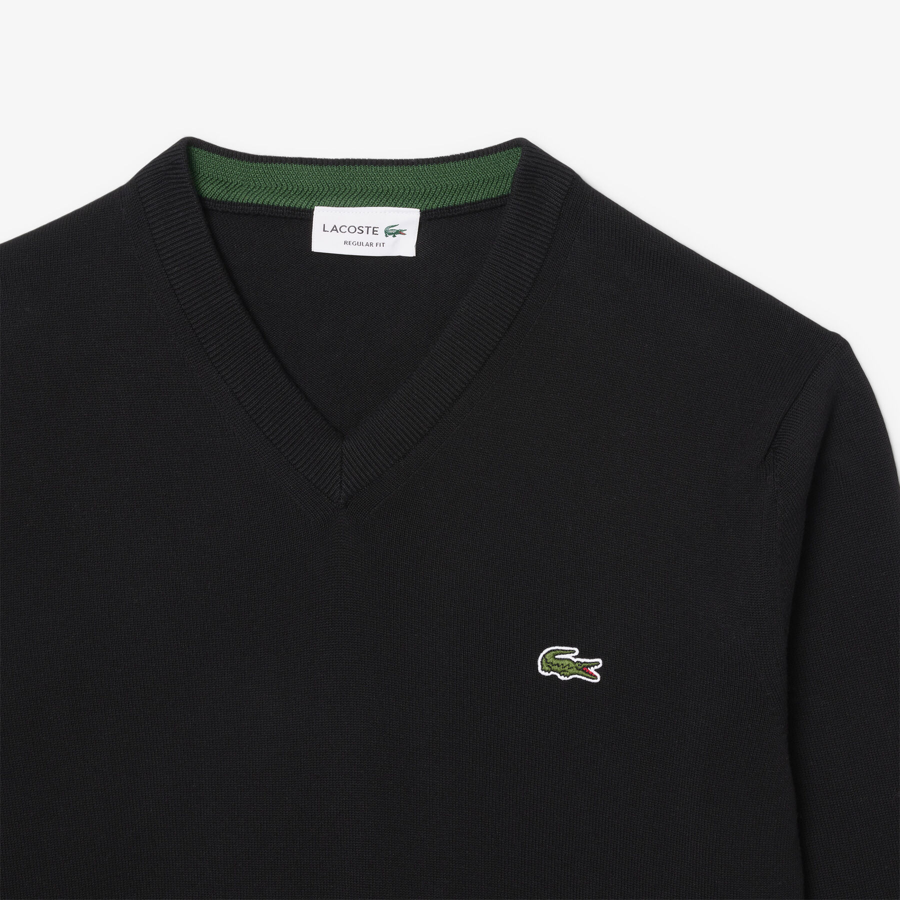 lacoste monochrome cotton v neck sweater