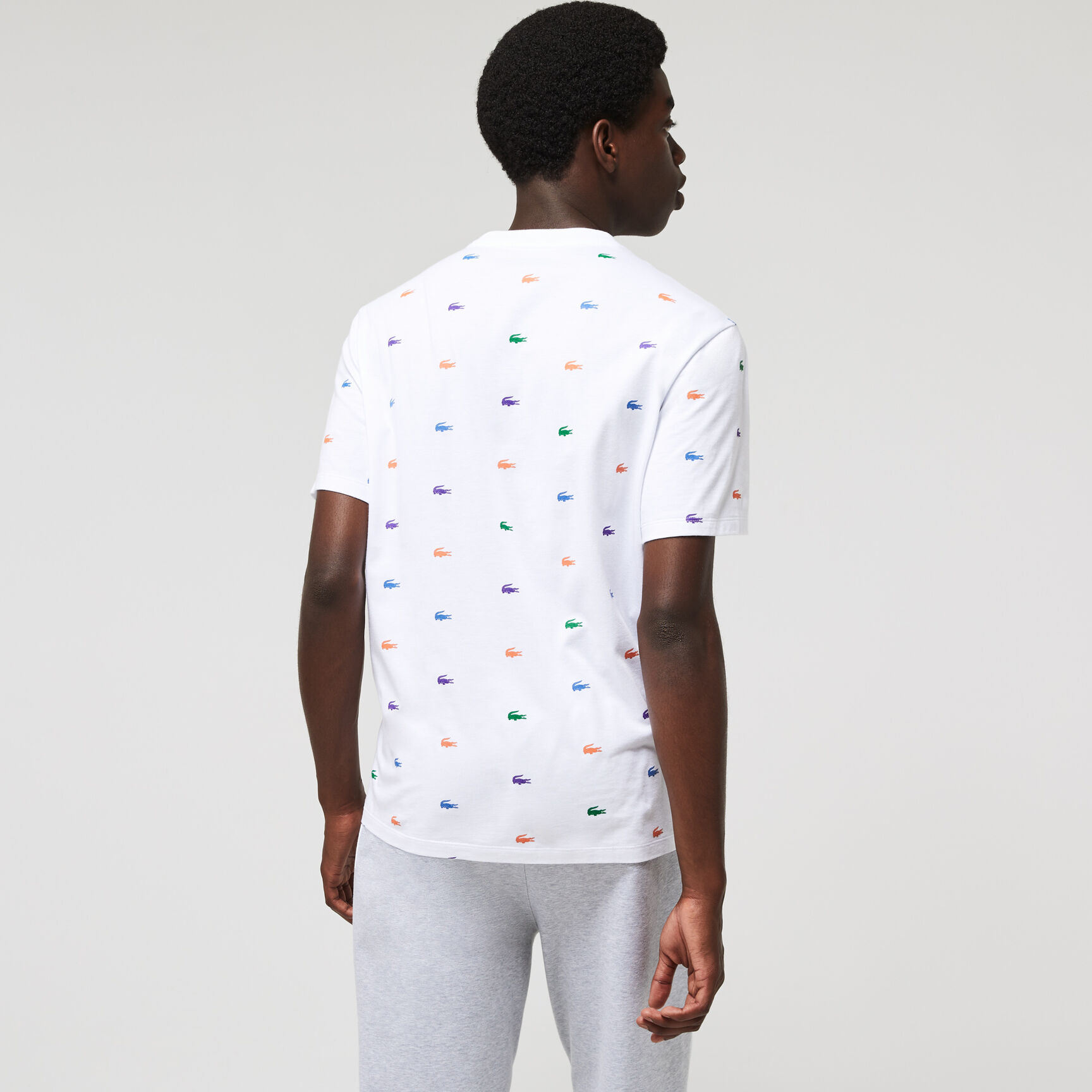 تيشيرت بيت قطن بفتحة رقبة مستديرة ونقشة تمساح للرجال