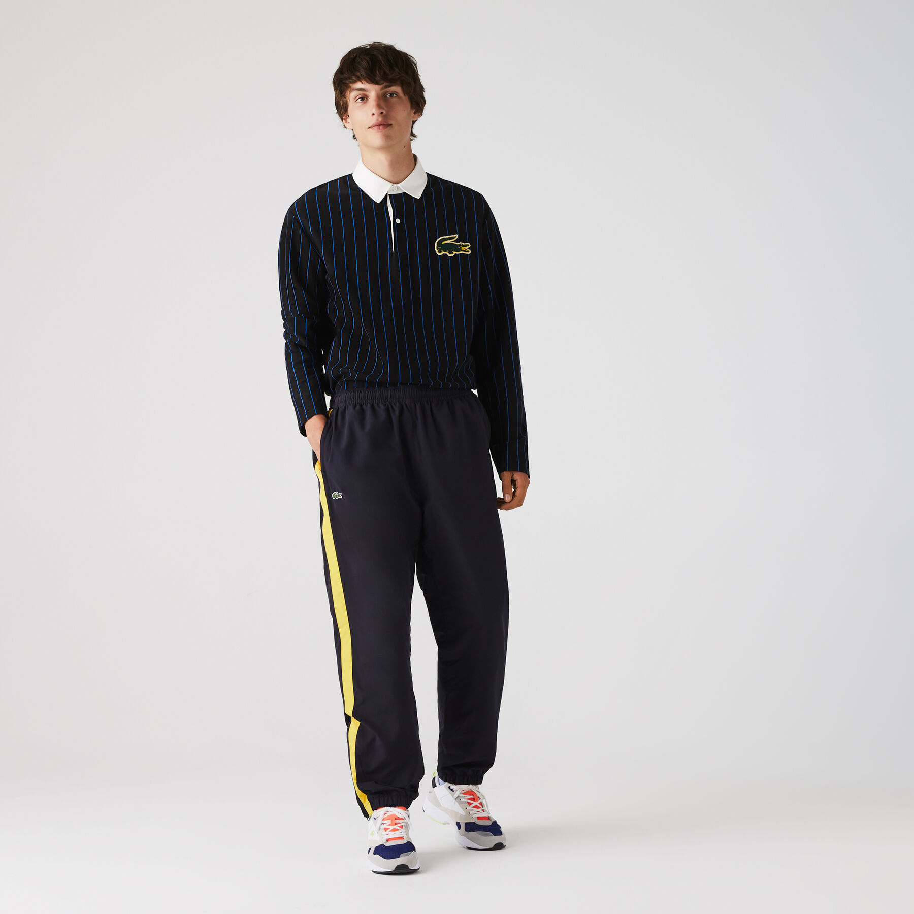 lacoste men s contrast striped water repellant tracksuit pants
