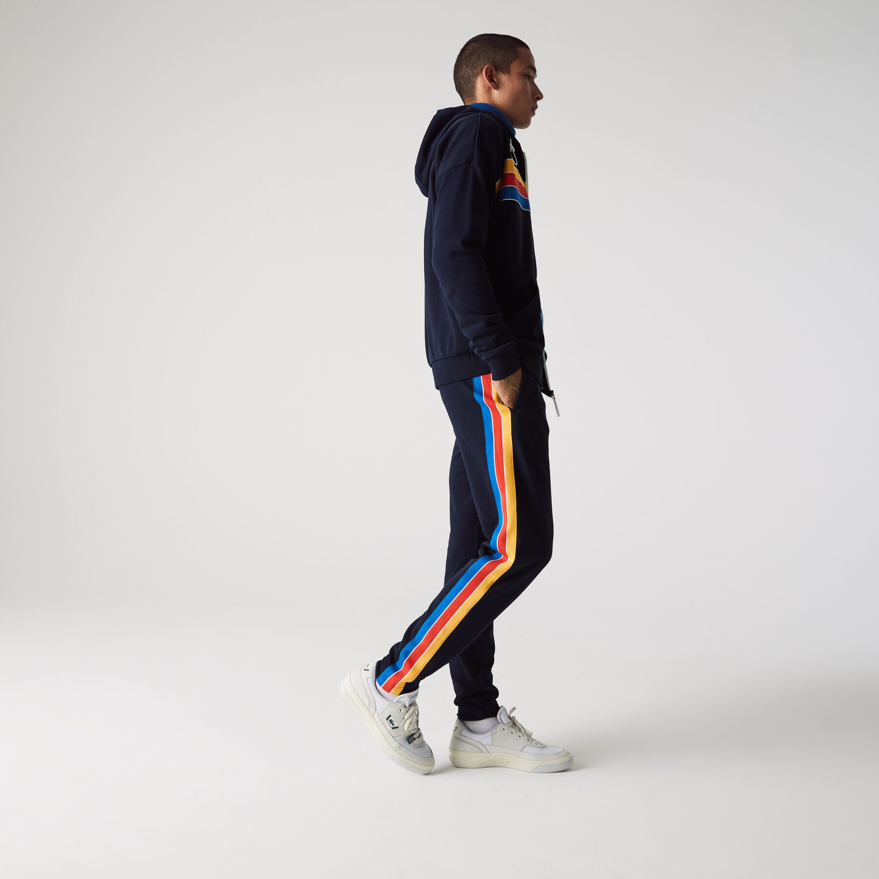 men s lacoste sport contrast band cotton jogging pants