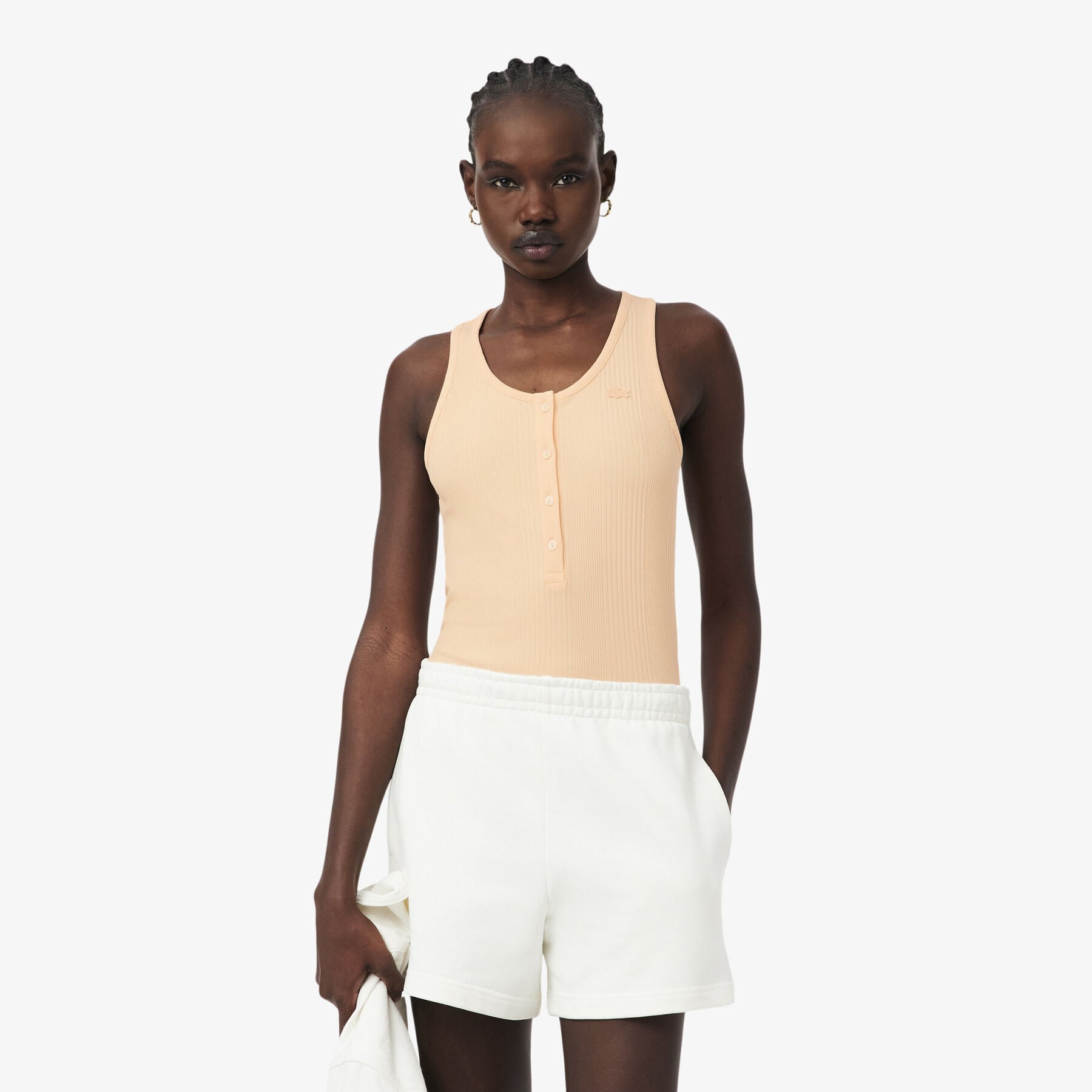 Slim Fit Ribbed Cotton Tank Top lacoste slim fit ribbed cotton tank top