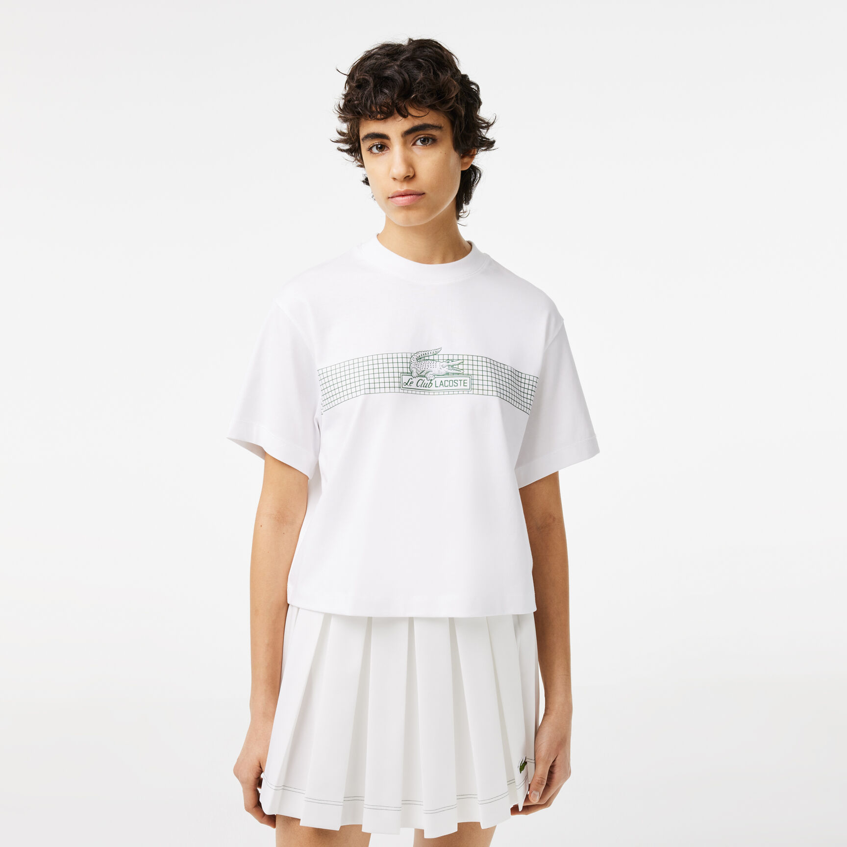 Women's Lacoste Oversize Net Print Jersey T-shirt Women's Lacoste Oversize Net Print Jersey T-shirt