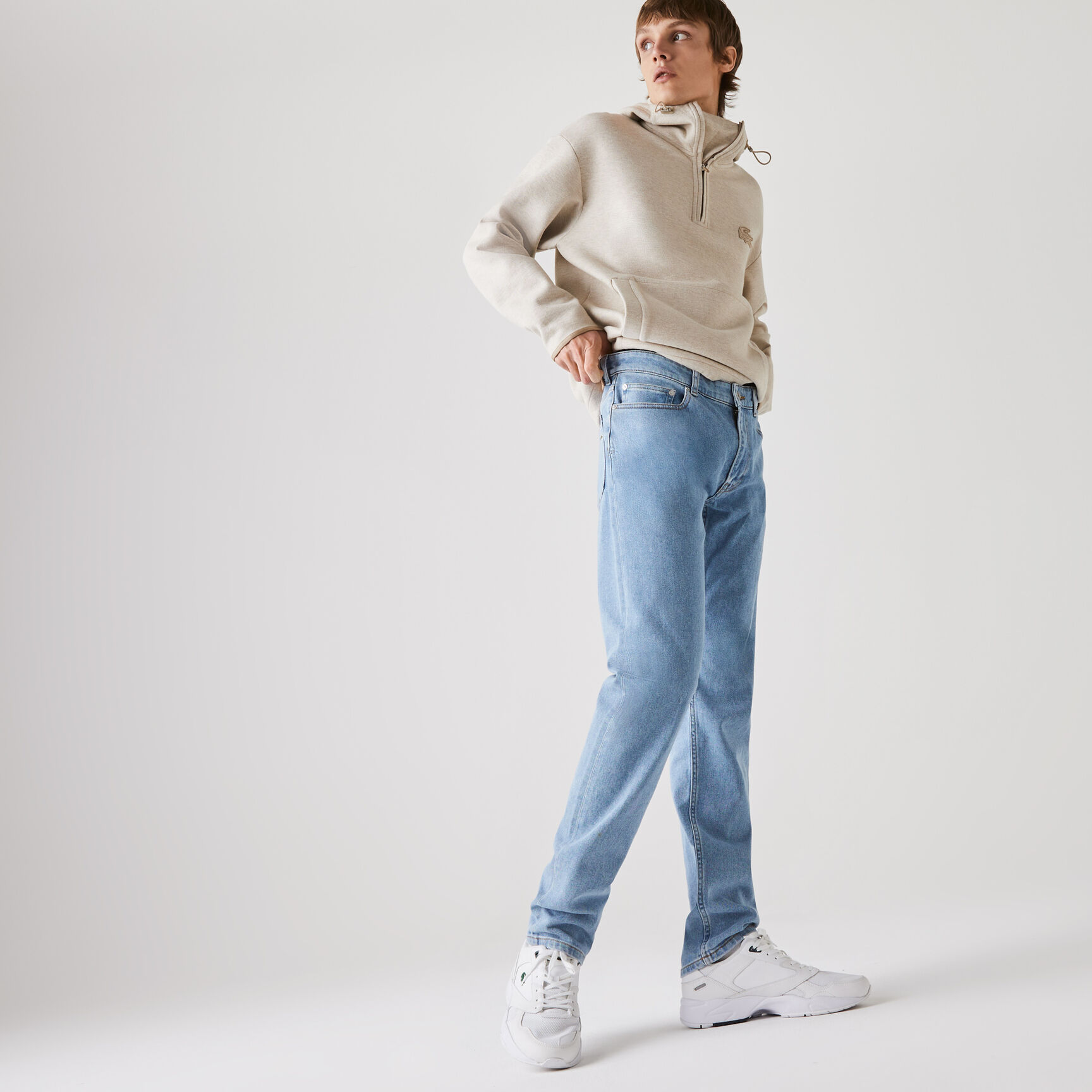 بنطال جينز بقصة ضيقة من الدنيم المرن مع 5 جيوب للرجال