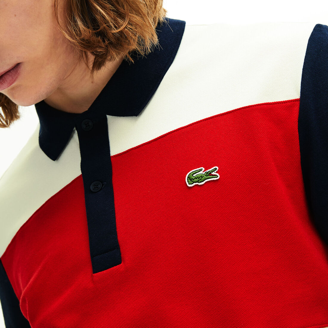 قميص بولو مطاطي بألوان متباينة من Lacoste للرجال قميص بولو مطاطي بألوان متباينة من Lacoste للرجال