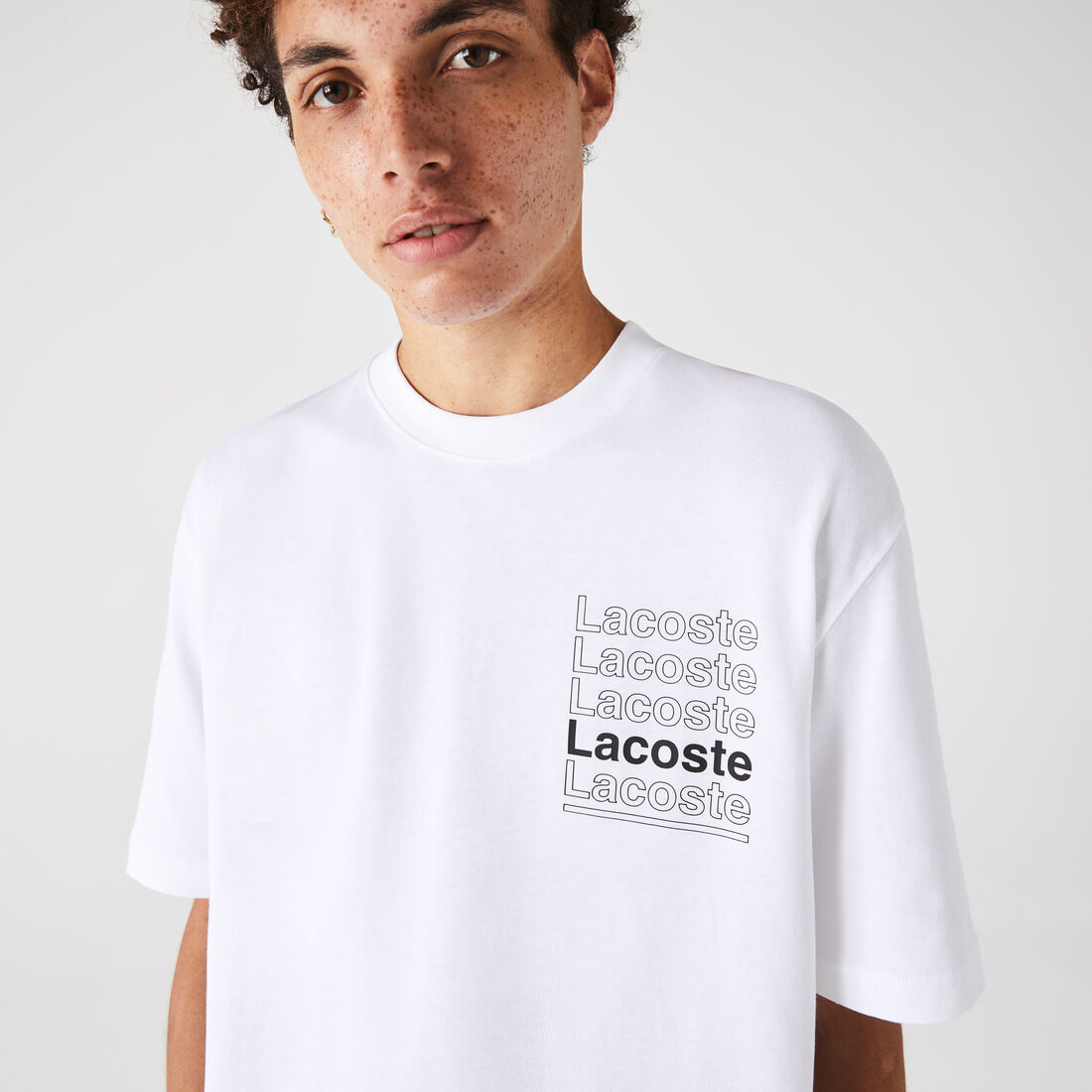 Men's Lacoste L!VE Loose Fit Printed Cotton T-shirt Men's Lacoste L!VE Loose Fit Printed Cotton T-shirt