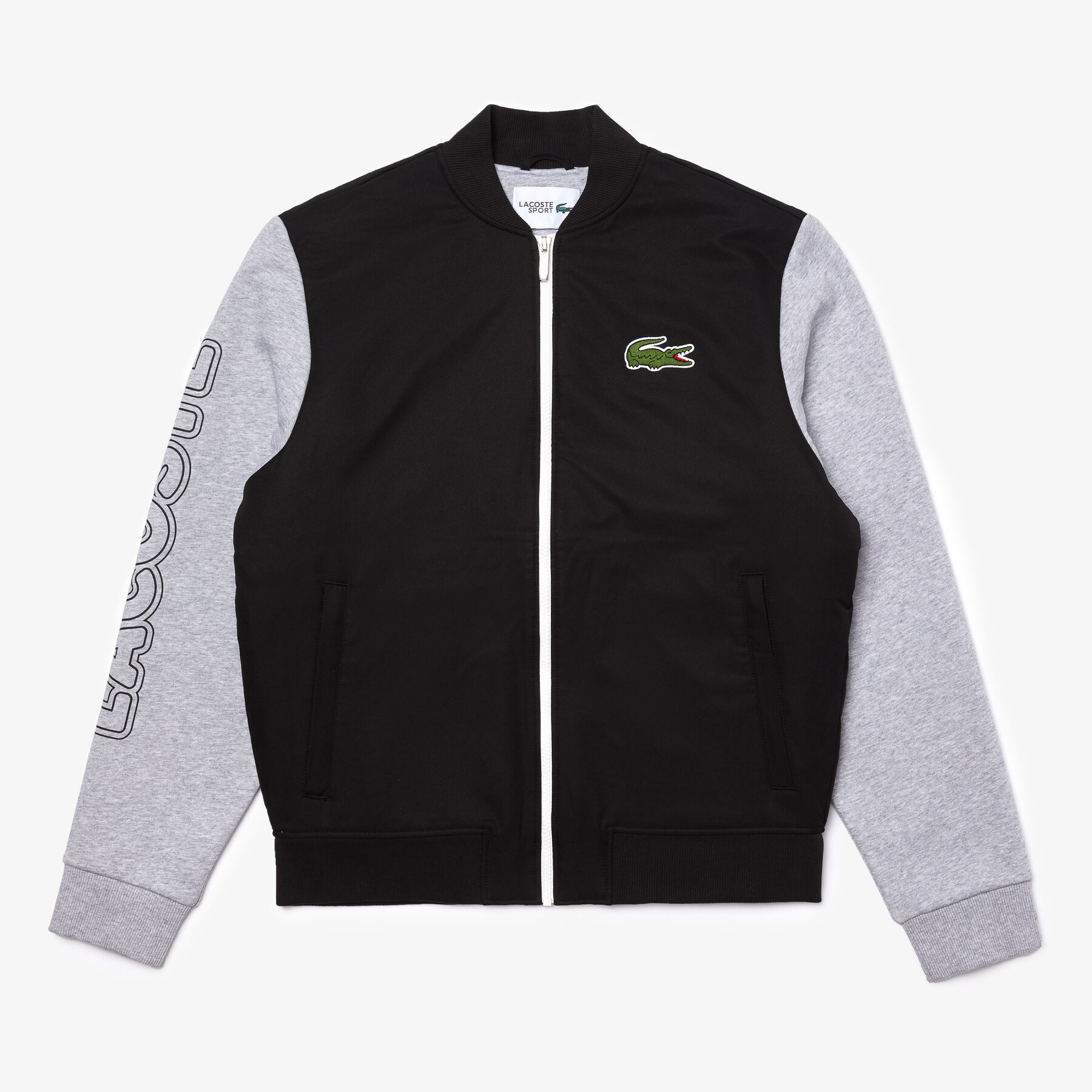 لاكوست جاكيت تيدي بسحاب من الصوف مع طبعة ثنائية اللون للرجال من مجموعة lacoste sport