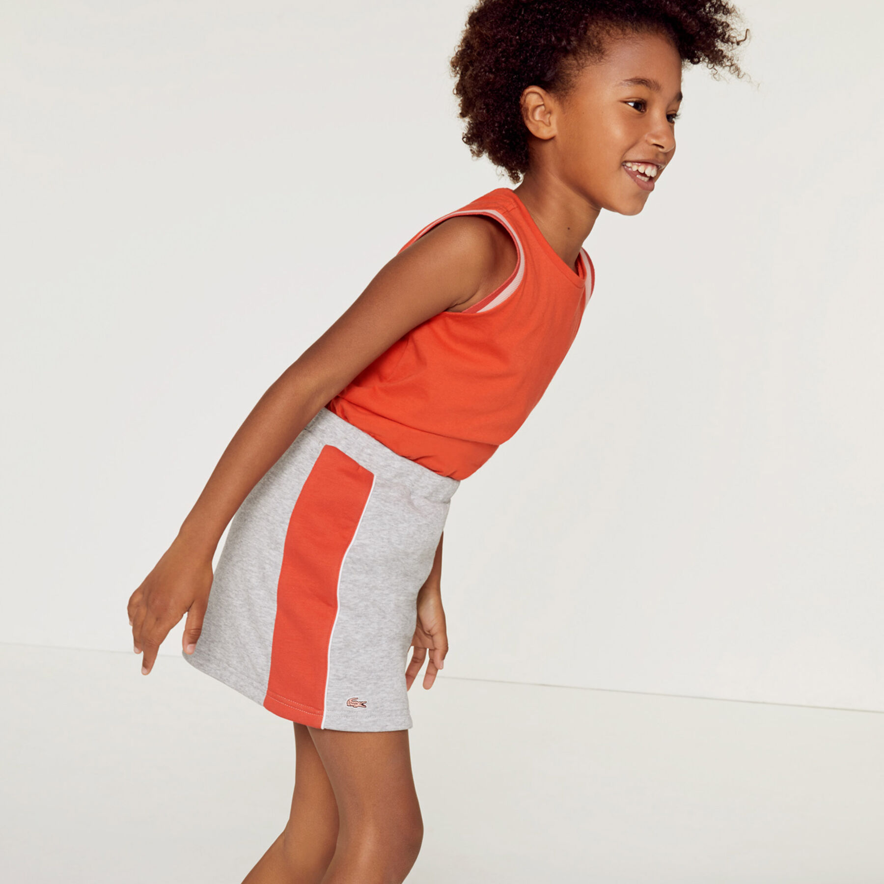 lacoste girls  piped elasticised colourblock fleece skirt