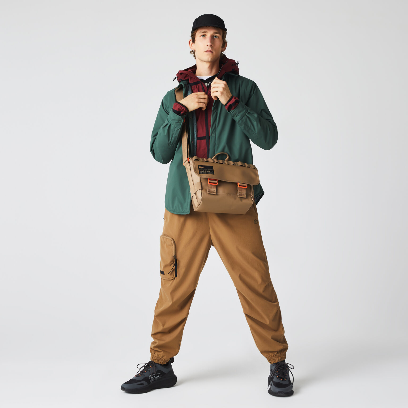 Men's Lacoste Signature Print Water-Repellent Messenger Bag Men's Lacoste Signature Print Water-Repellent Messenger Bag