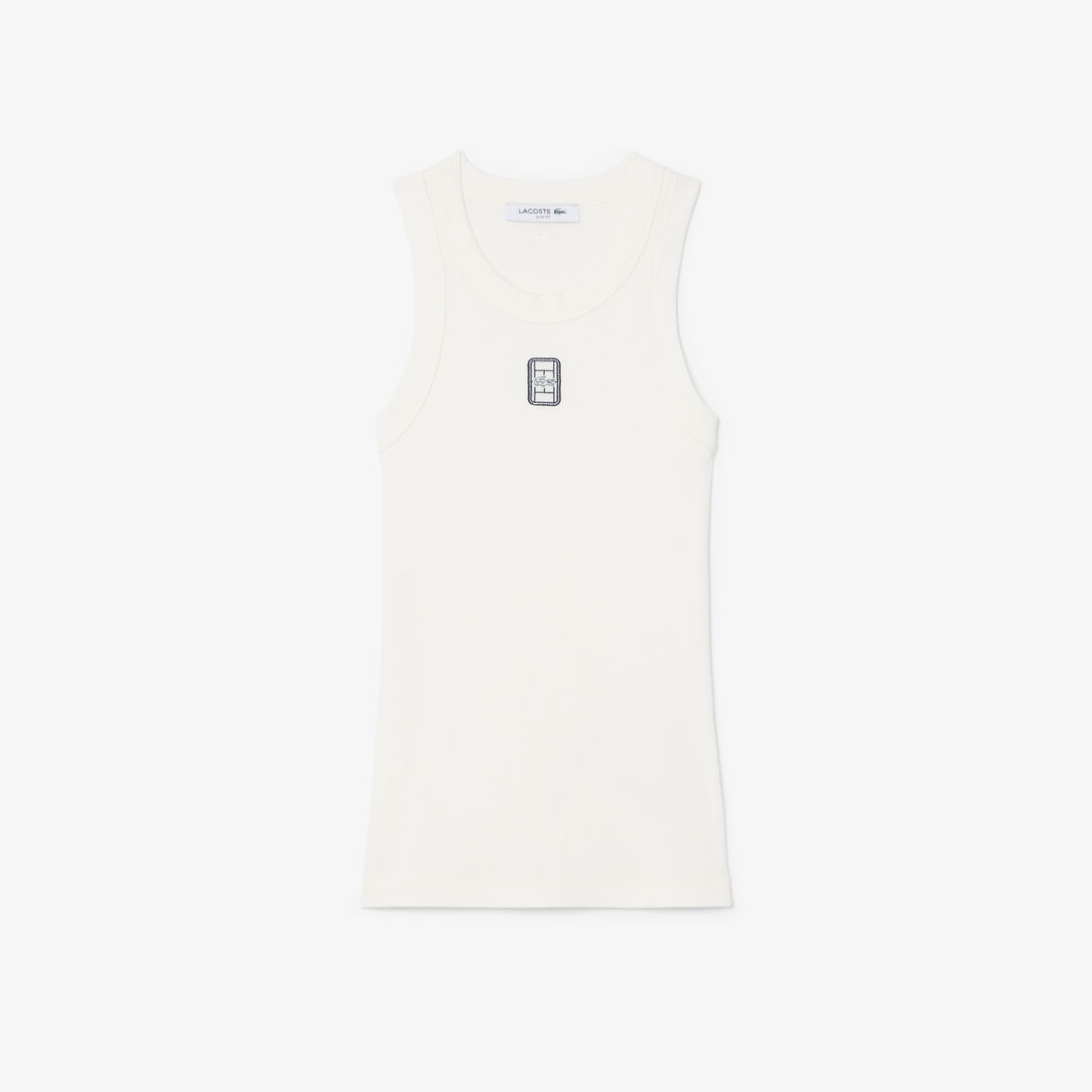 Slim Fit Badge Accent Rib Knit Tank Top Slim Fit Badge Accent Rib Knit Tank Top