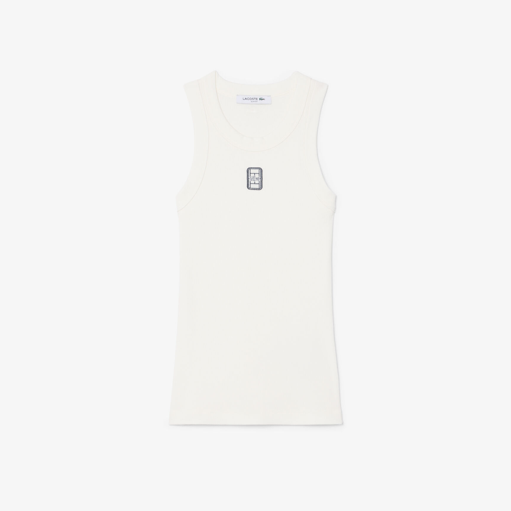 Slim Fit Badge Accent Rib Knit Tank Top Slim Fit Badge Accent Rib Knit Tank Top