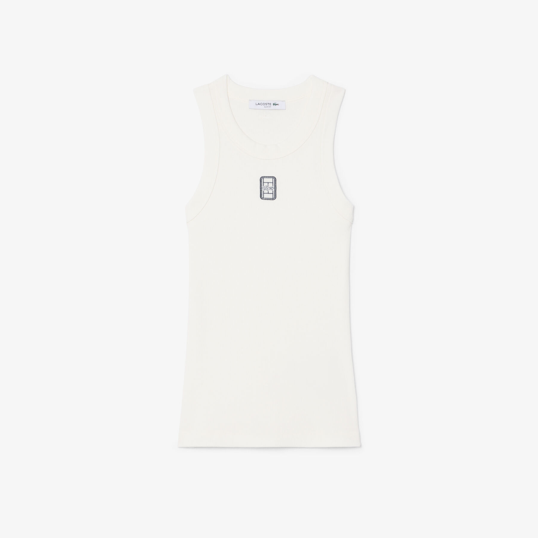 Slim Fit Badge Accent Rib Knit Tank Top Slim Fit Badge Accent Rib Knit Tank Top