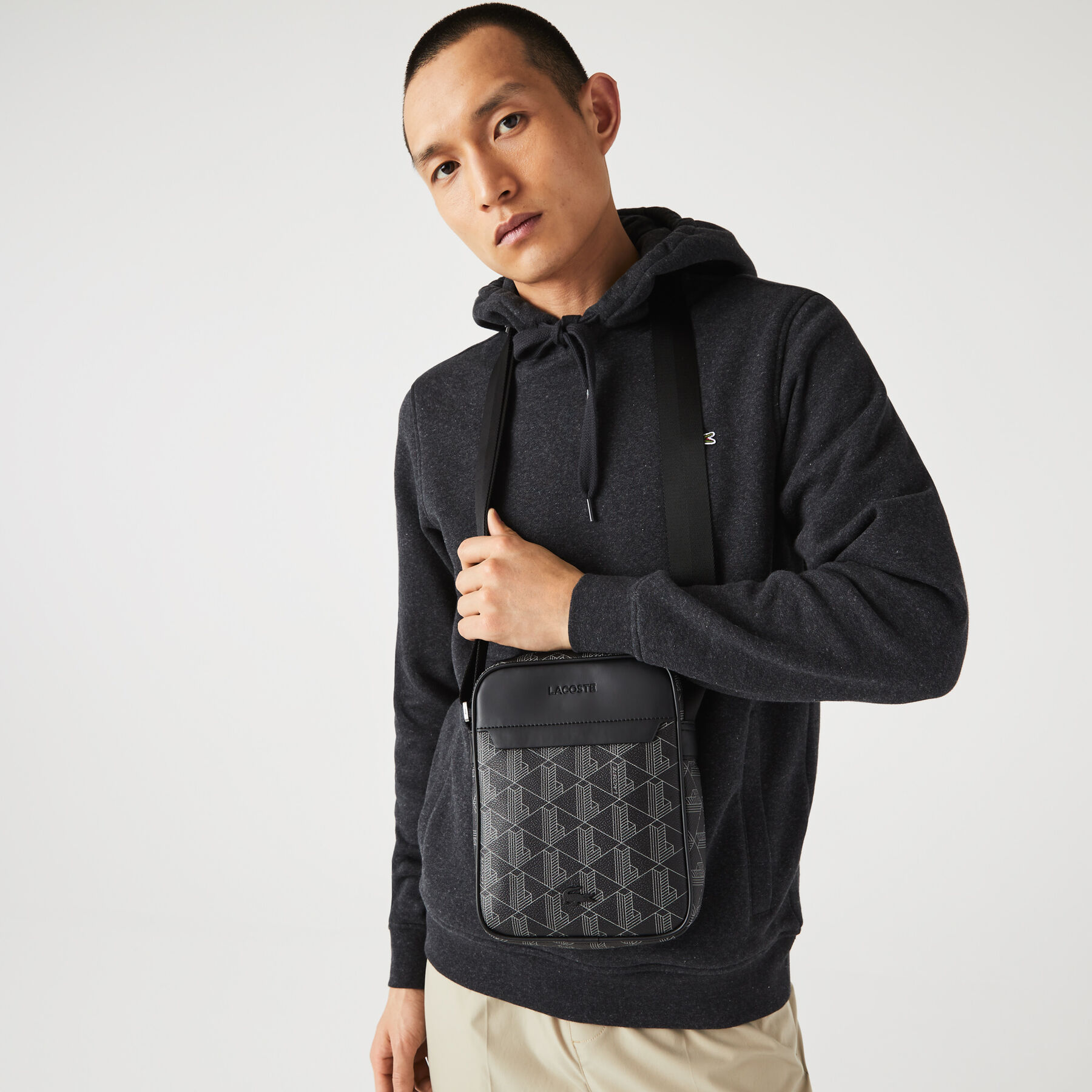 Men’s The Blend Monogram Canvas Vertical Bag lacoste men s the blend monogram canvas vertical bag
