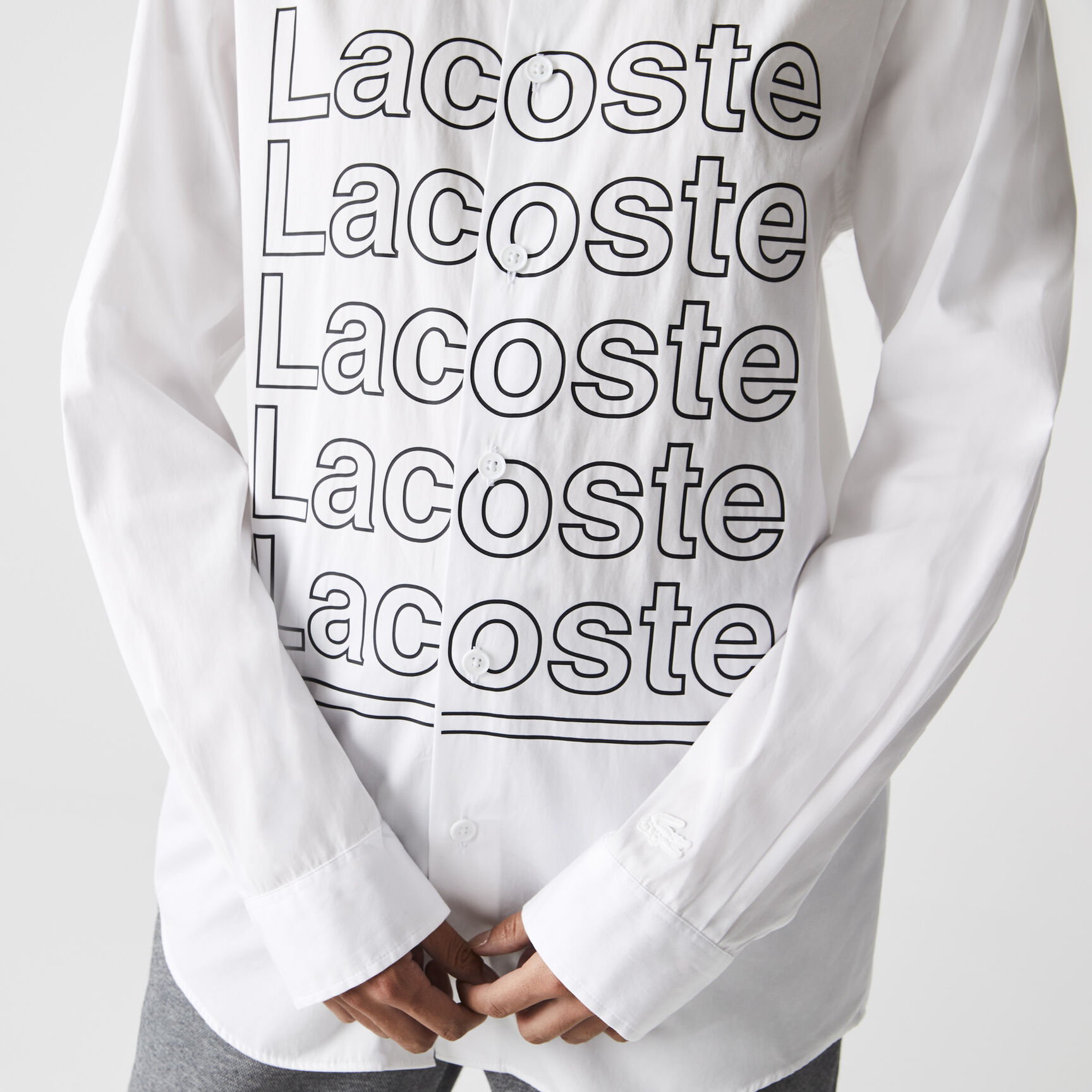 قميص Lacoste L!VE بقصّة مريحة بطبعات Poplin قميص Lacoste L!VE بقصّة مريحة بطبعات Poplin